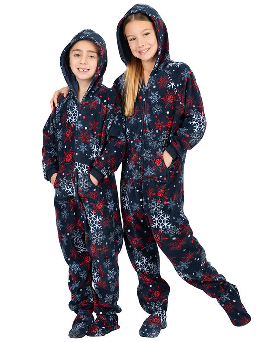 Winter Whiteout Kids Hoodie Fleece Onesie