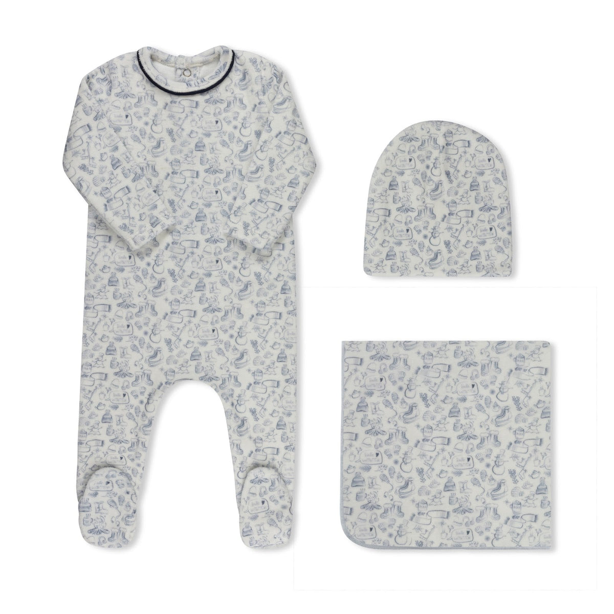 Winter Velour Print Blue - Full Set