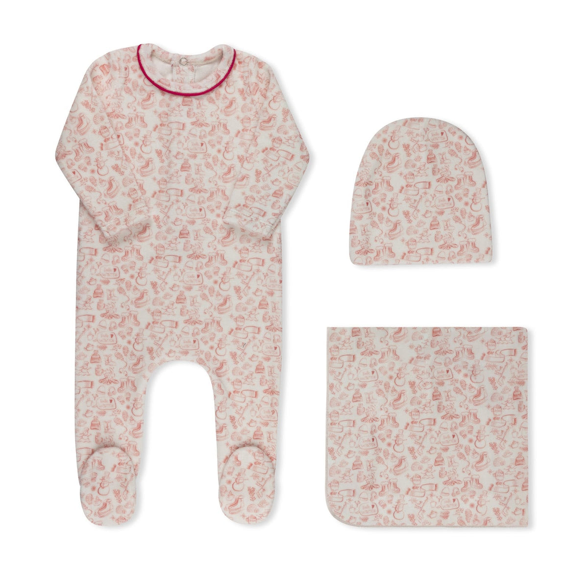 Winter Velour Print Pink - Full Set
