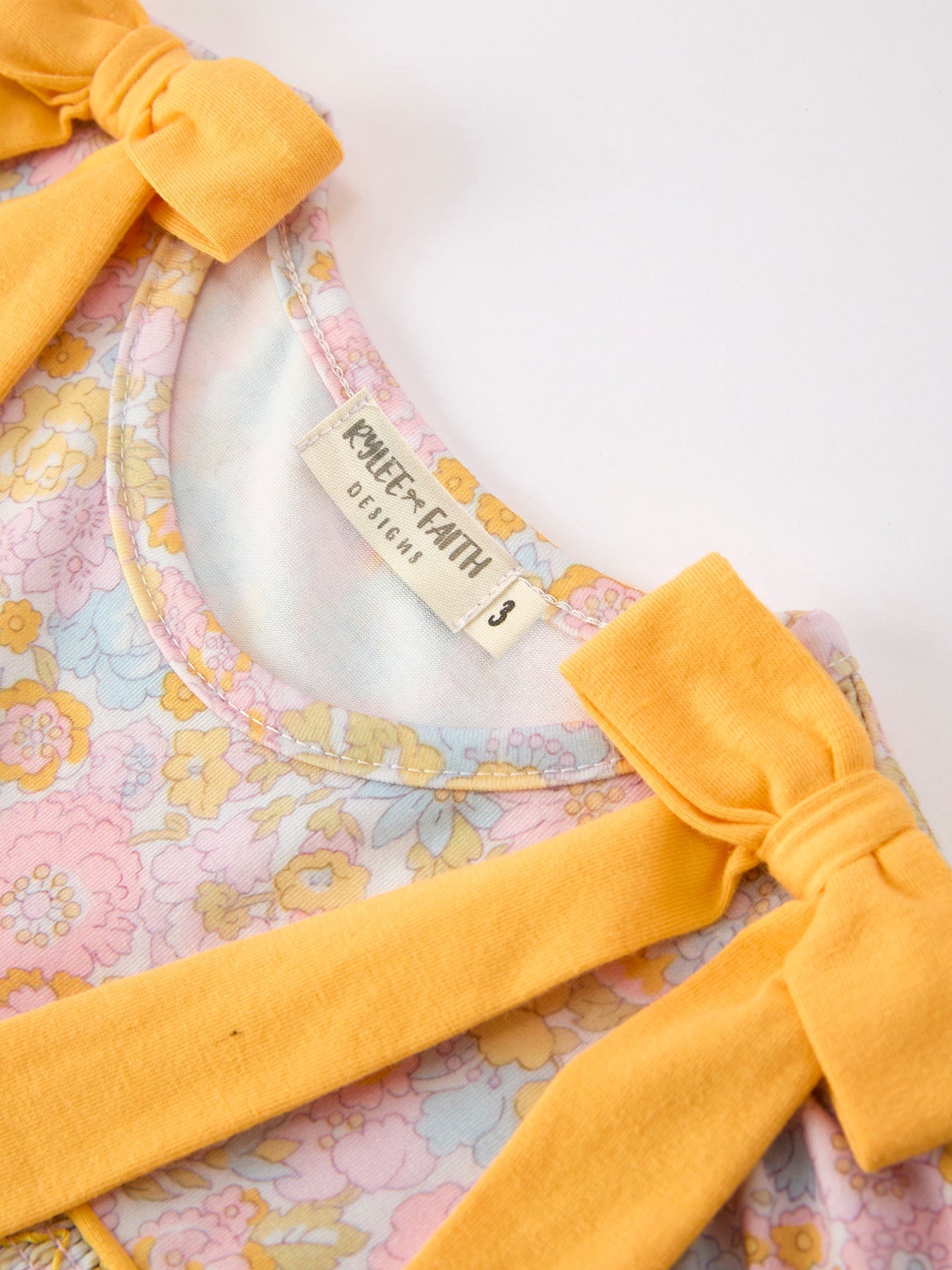 Yellow Bow Smocked Floral Girl Dress