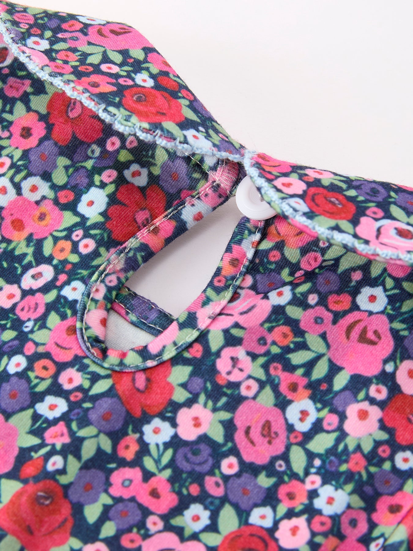 Blue Bow Smocked Floral Girl Dress