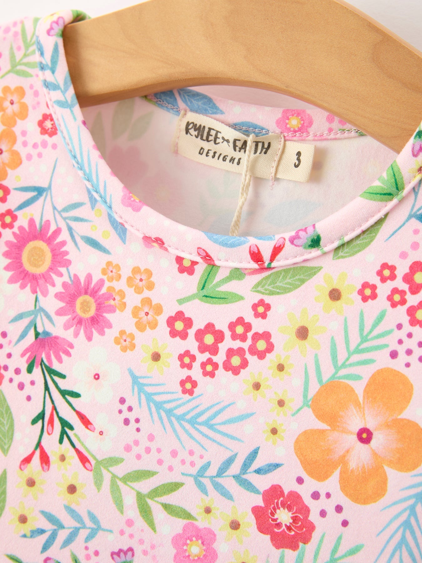 Fall Butterfly Floral Print Girls Ruffle Hem Twirl Dress