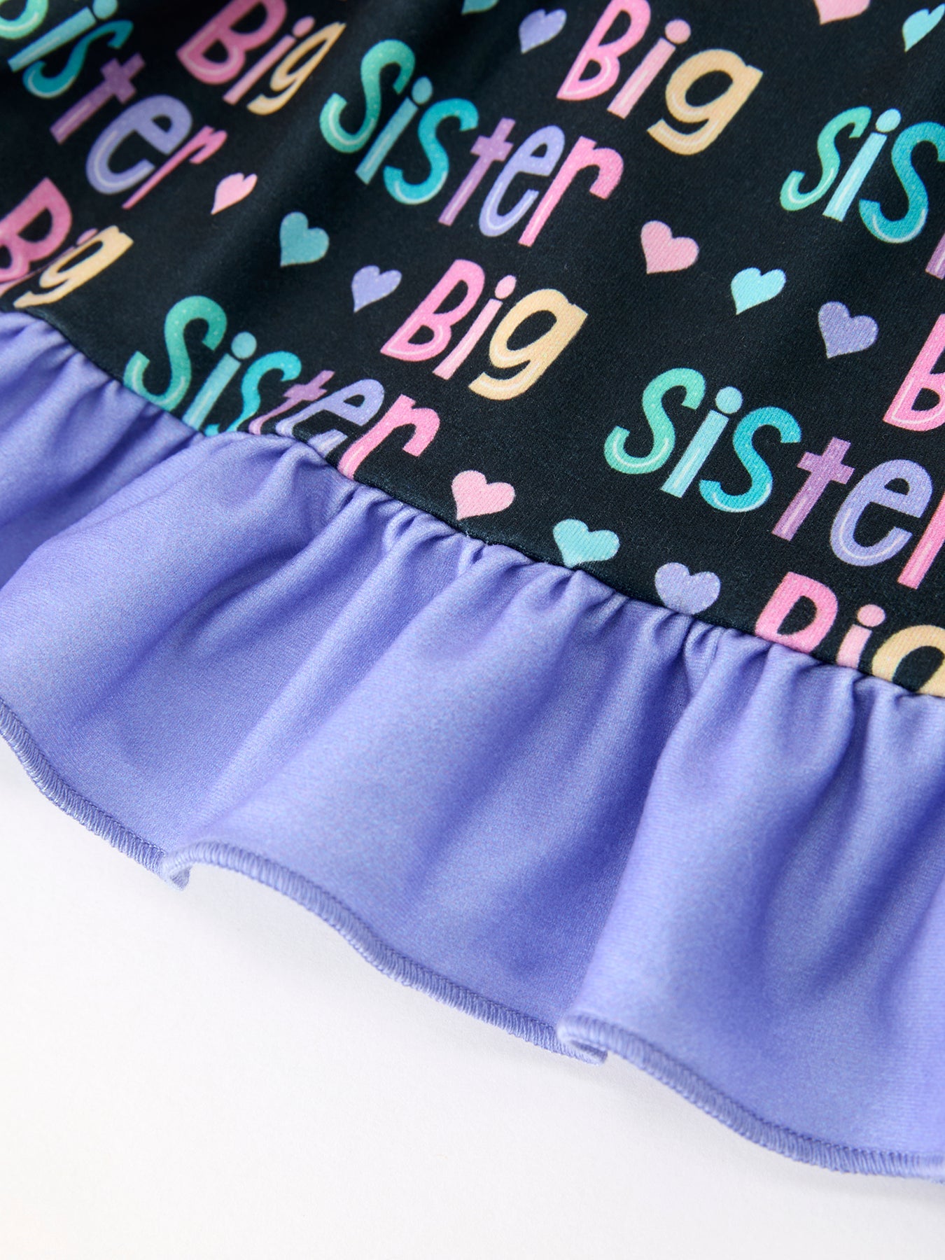Big Sister Rainbow Letter Print Girls Ruffle Hem Dress