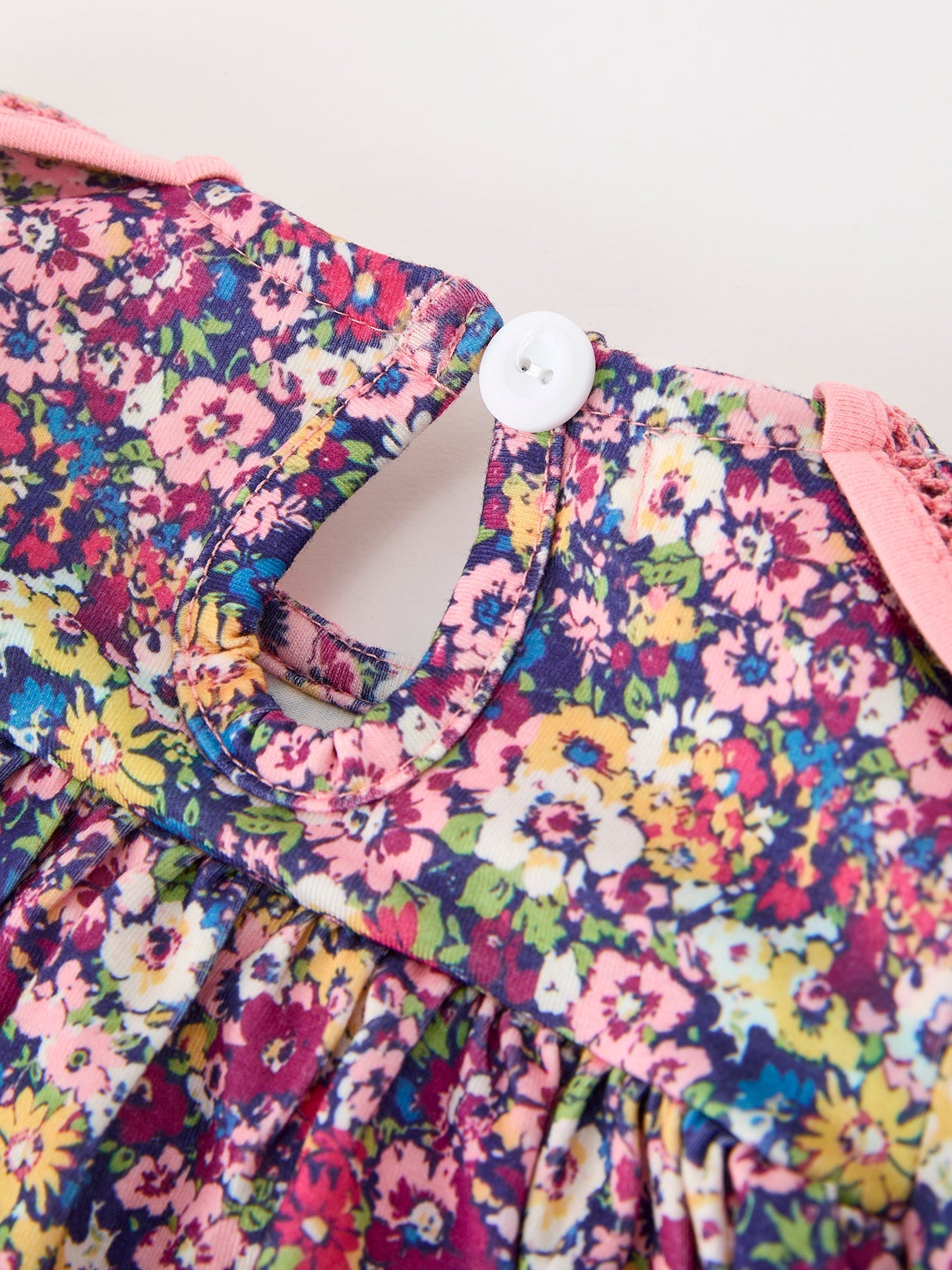 Pink Floral Petals Collar Girl Dress