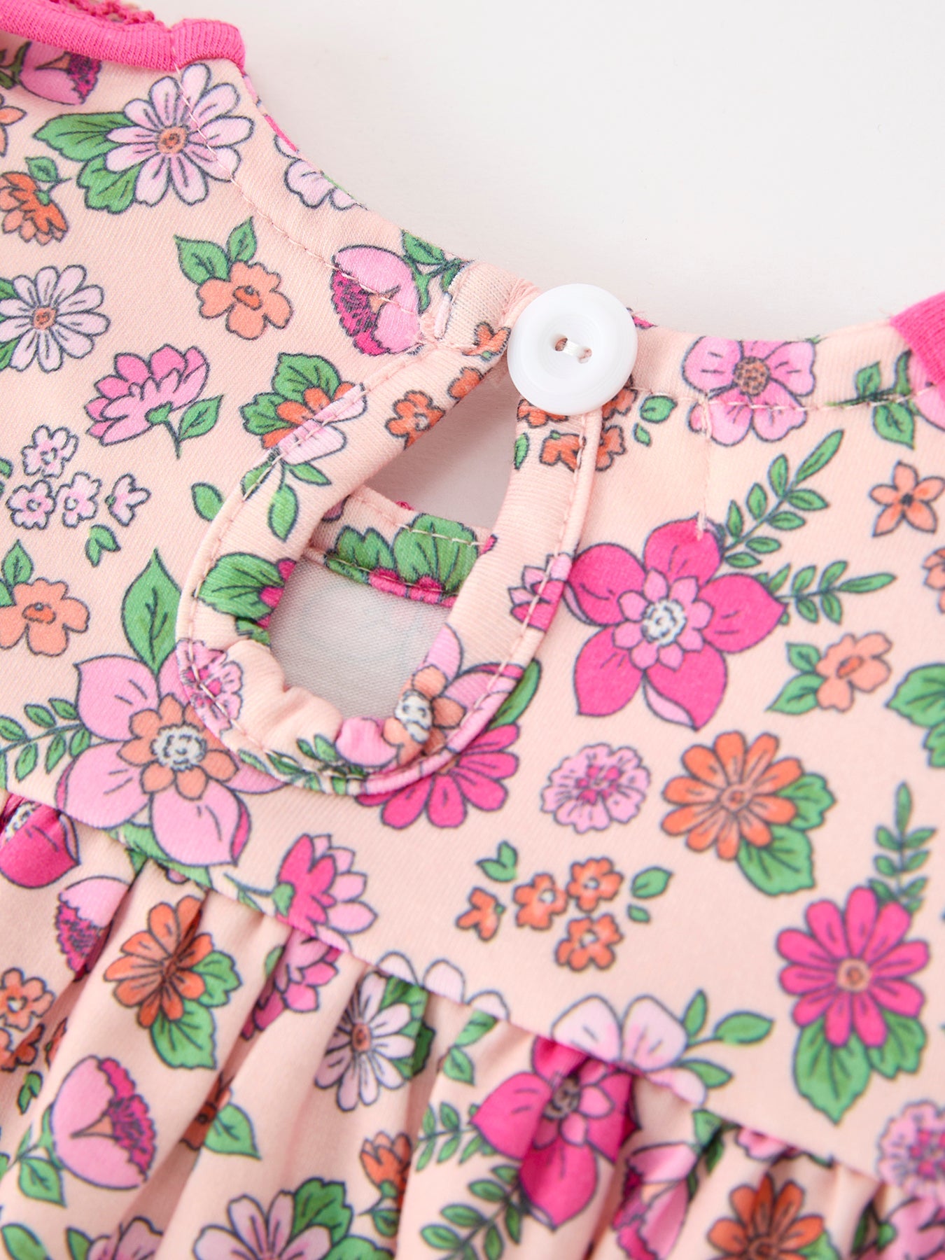 Hot Pink Floral Petals Collar Girl Bloomer Set