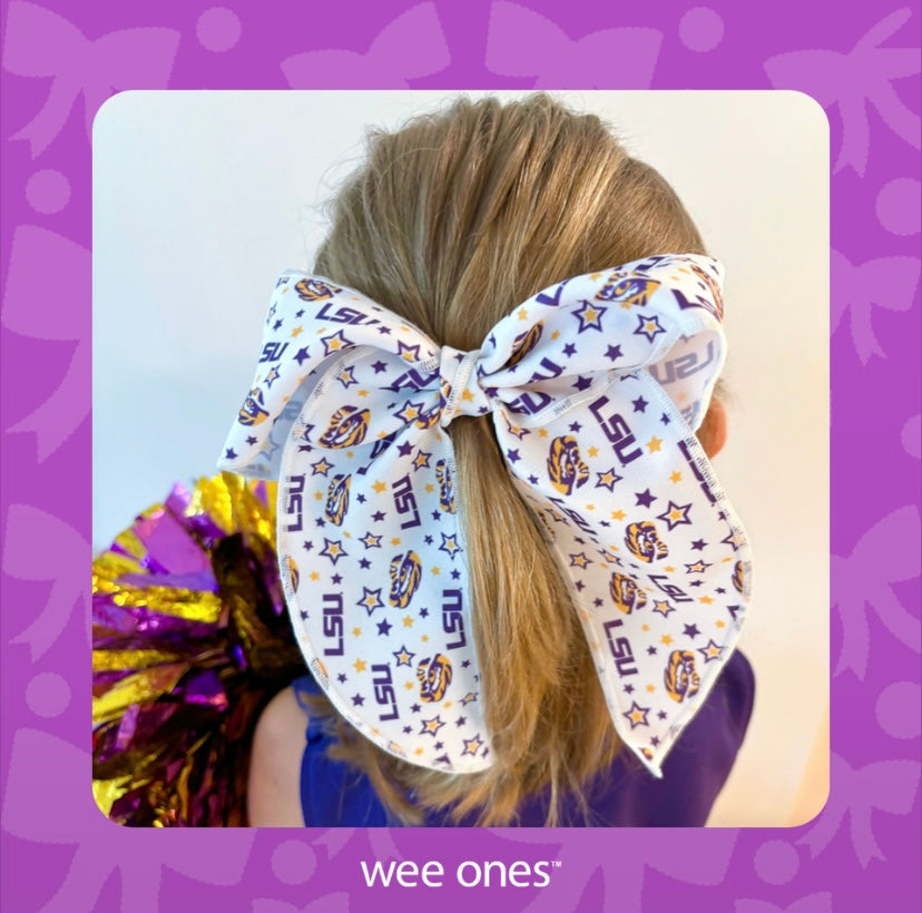 Signature Collegiate Logo Print Fabric Bowtie With Knot and Tails