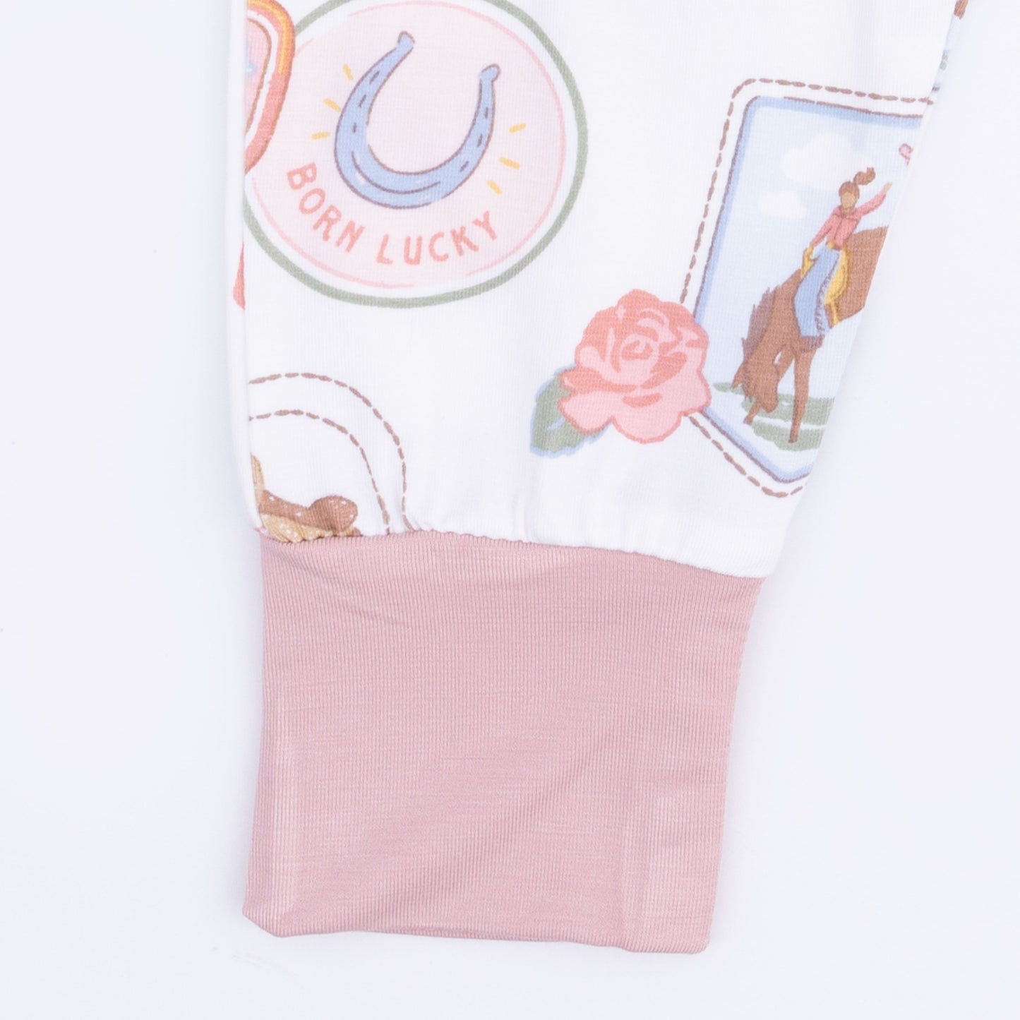 Rodeo Patches Pink - Short Sleeve Loungewear Set