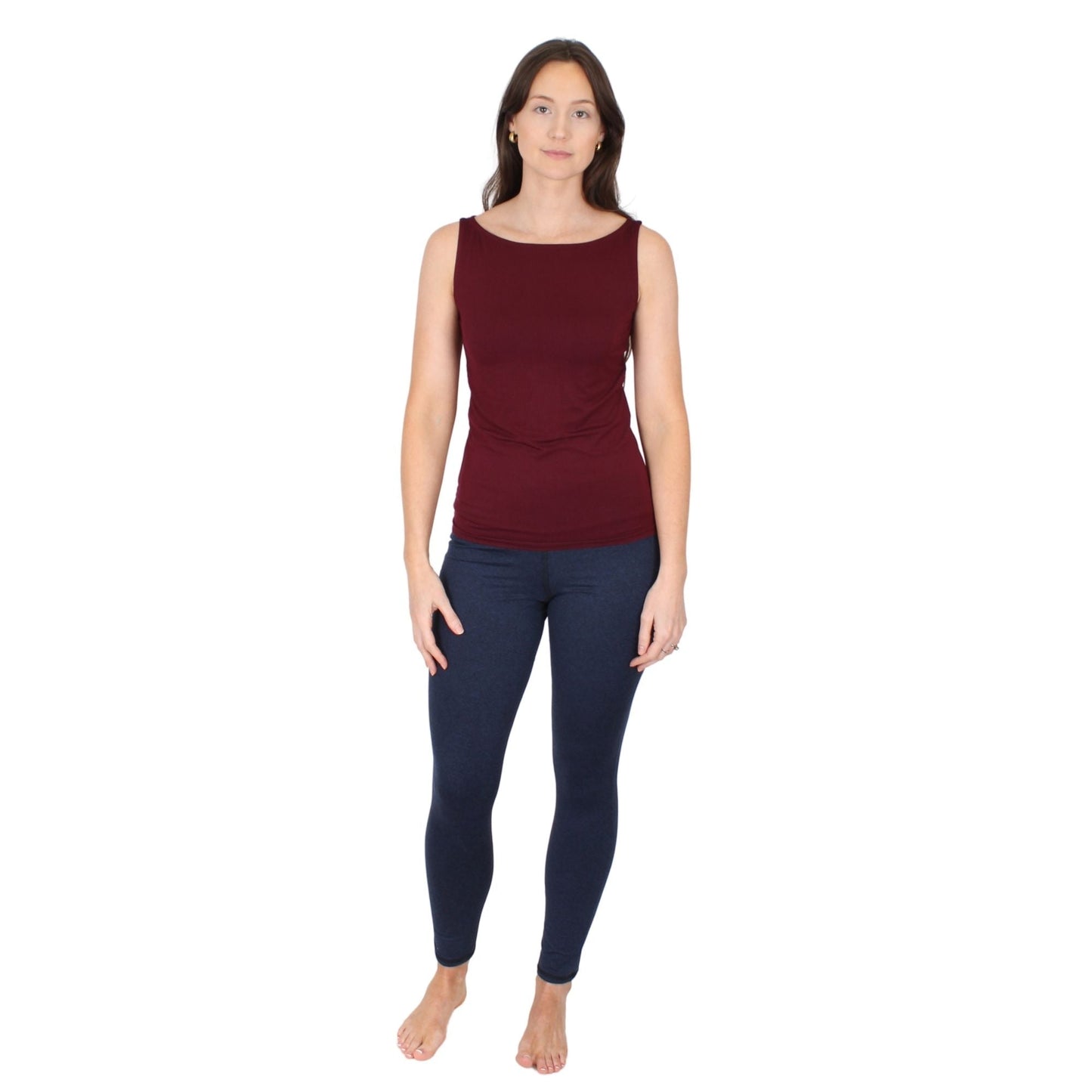 Natural Compact Boat Neck Tank | Burgundy