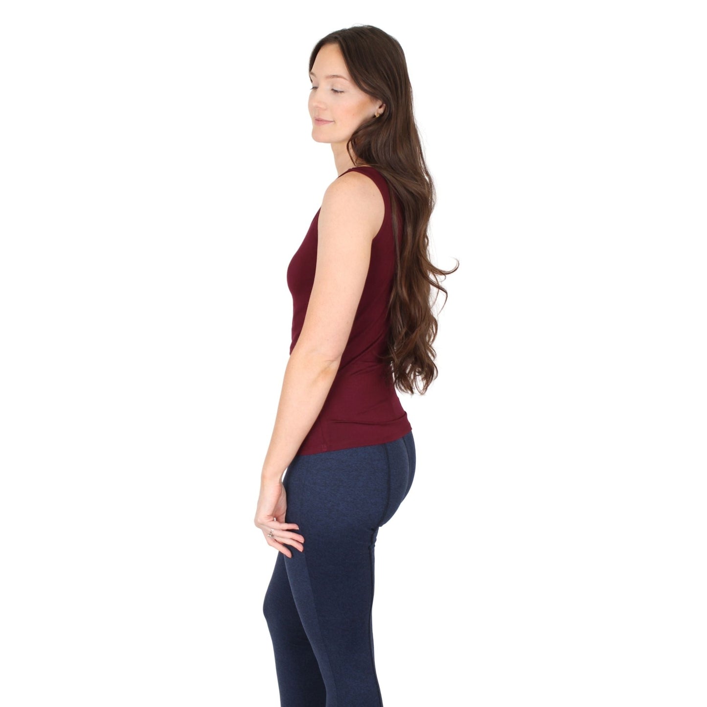 Natural Compact Boat Neck Tank | Burgundy