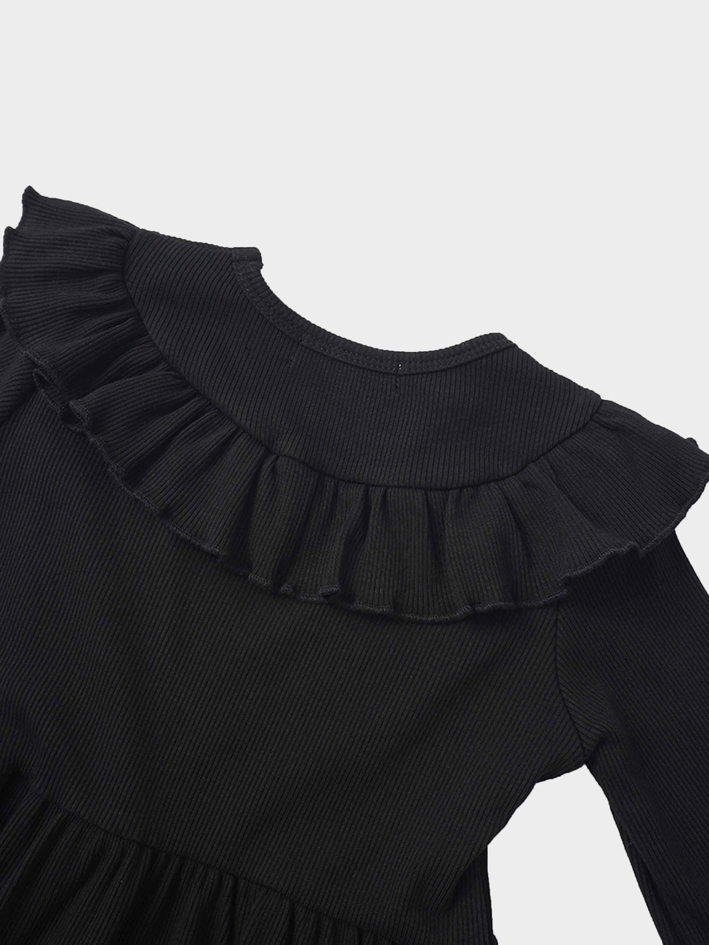 Ruffle V Robe - Black