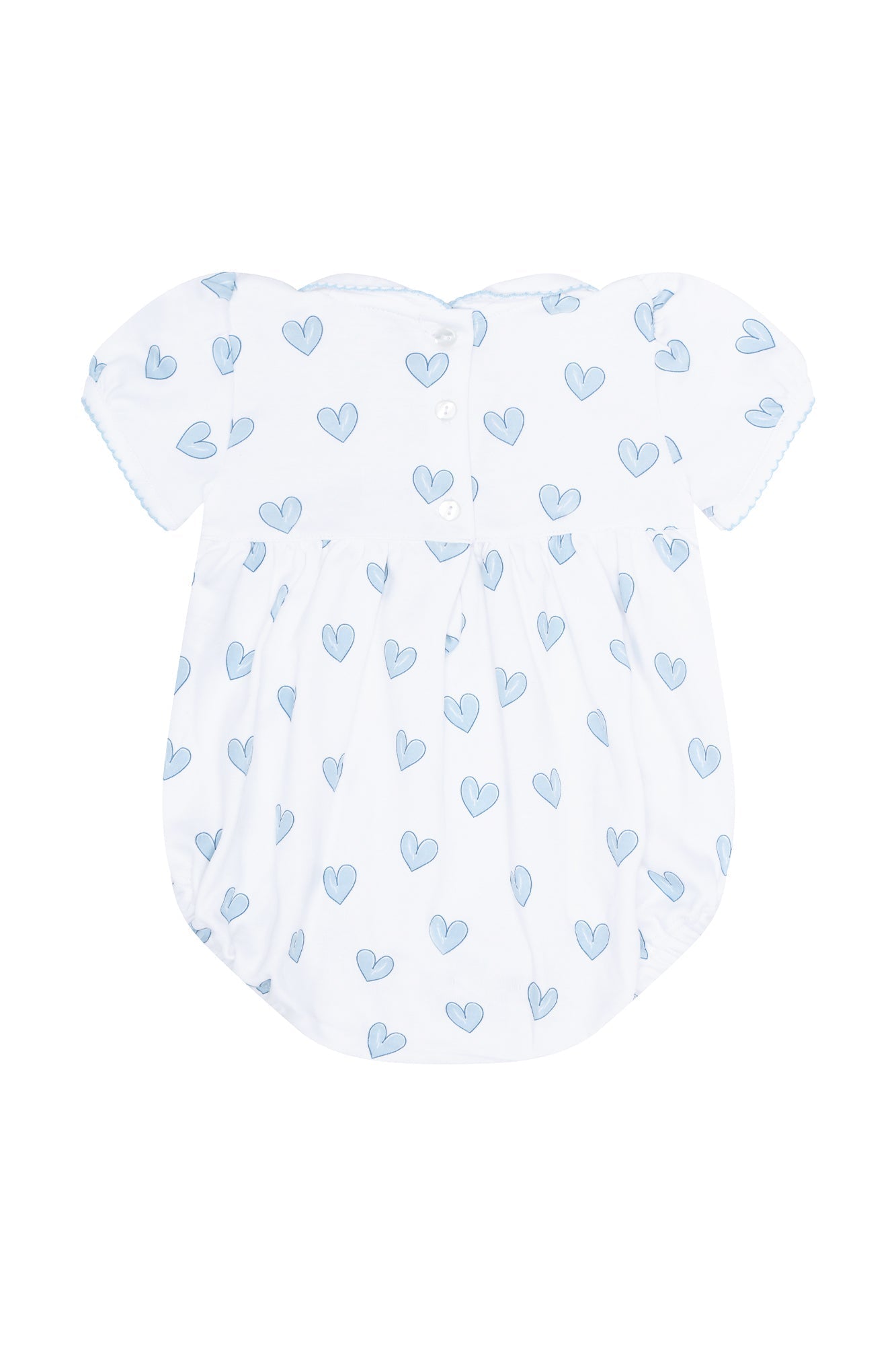 Blue Heart Print Smocked Bubble