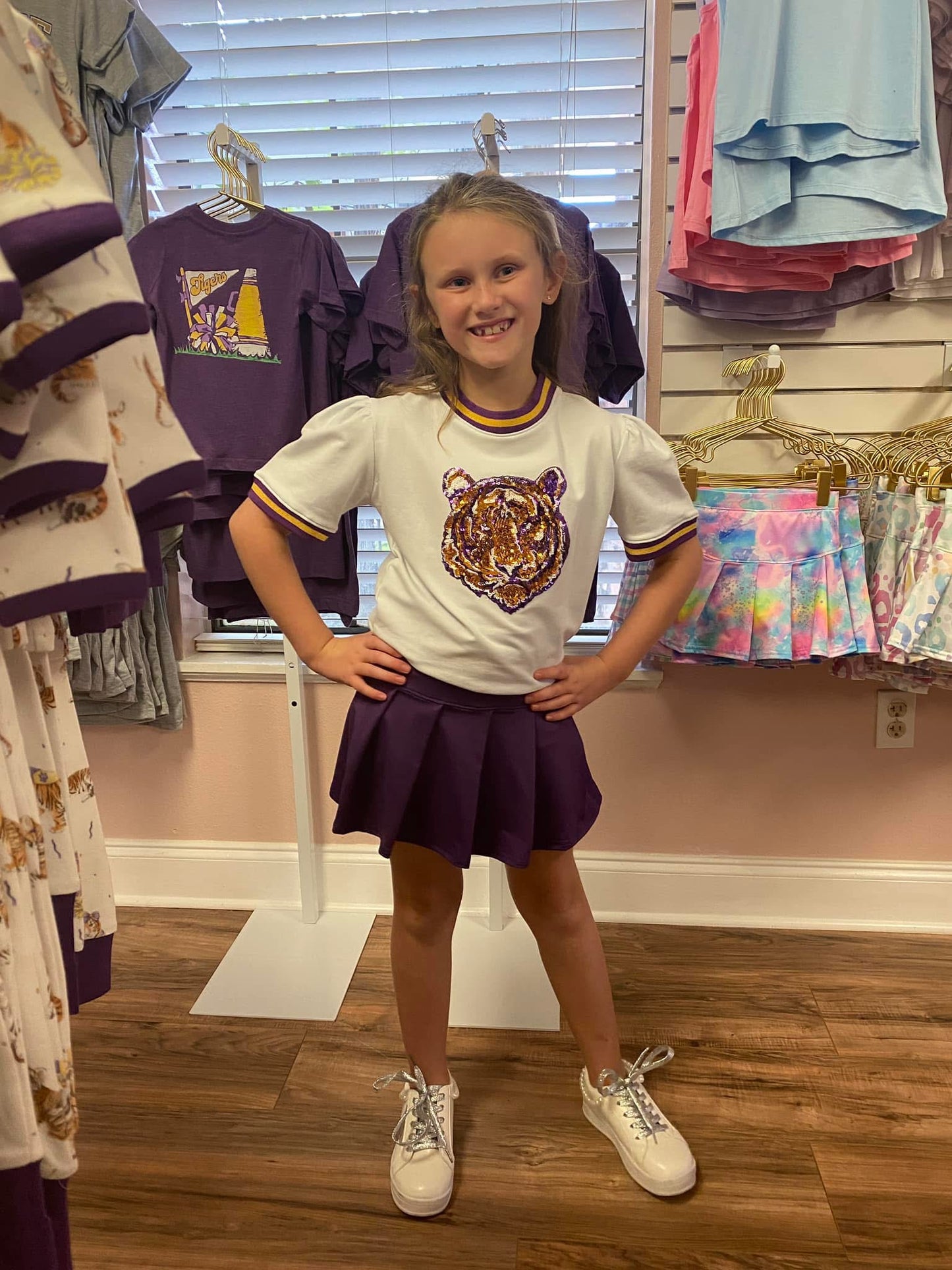 Sequin Purple Gold Tiger Holly Shirt