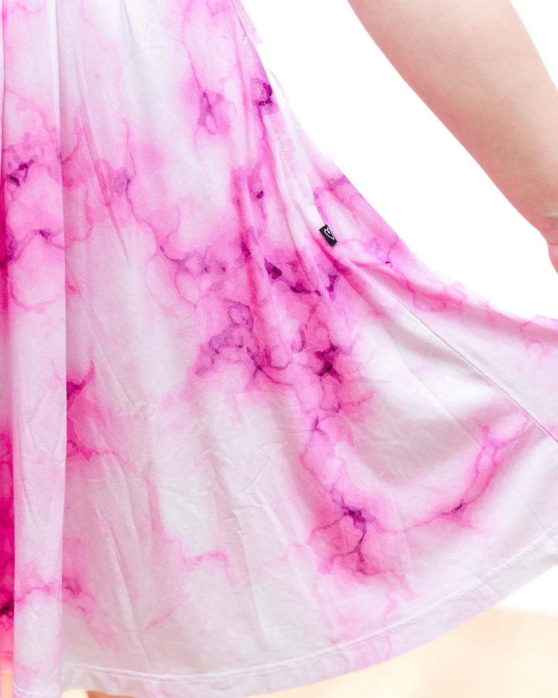 Madi Pink Marble Ruffle Twirl Dress