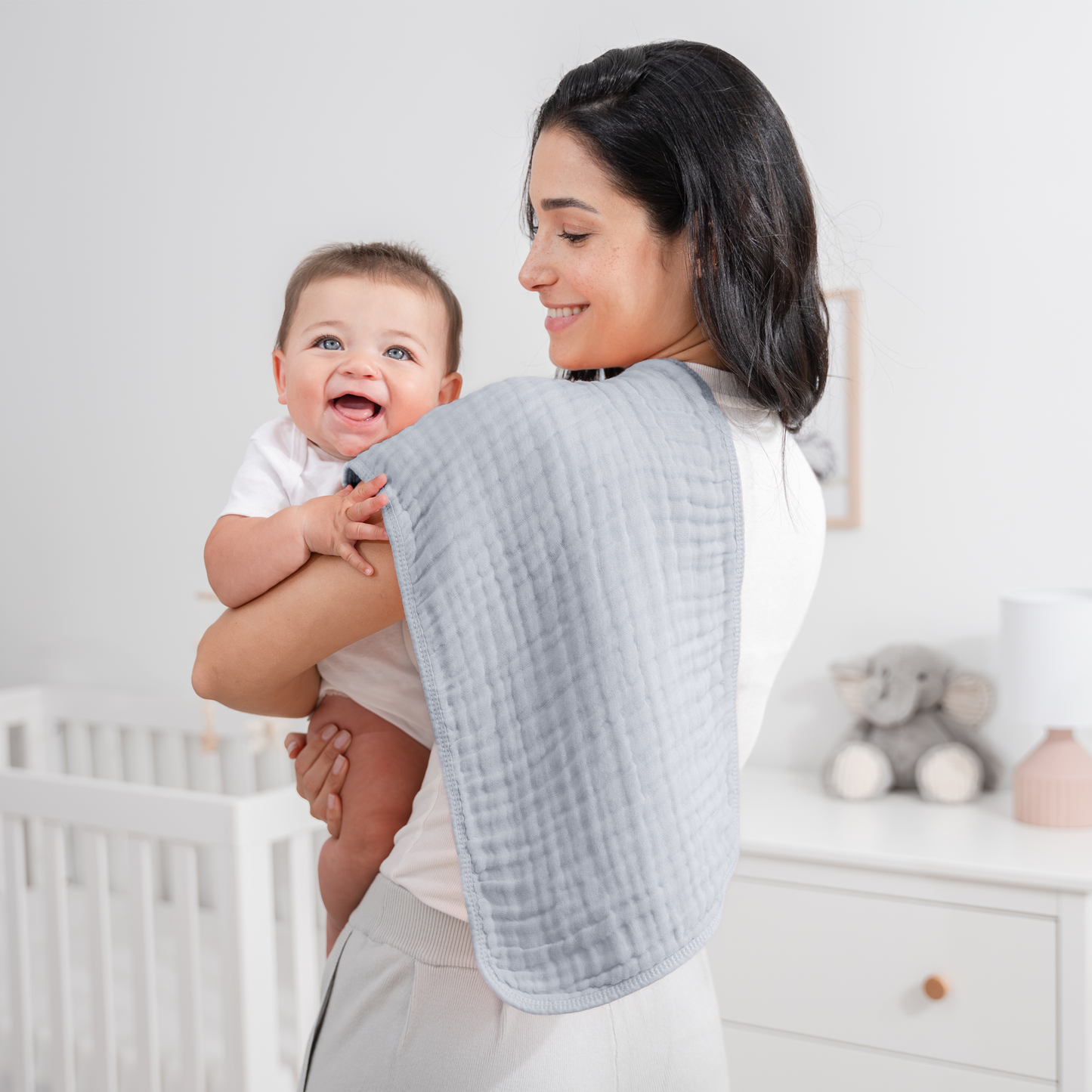 Muslin Burp Cloths in Slate