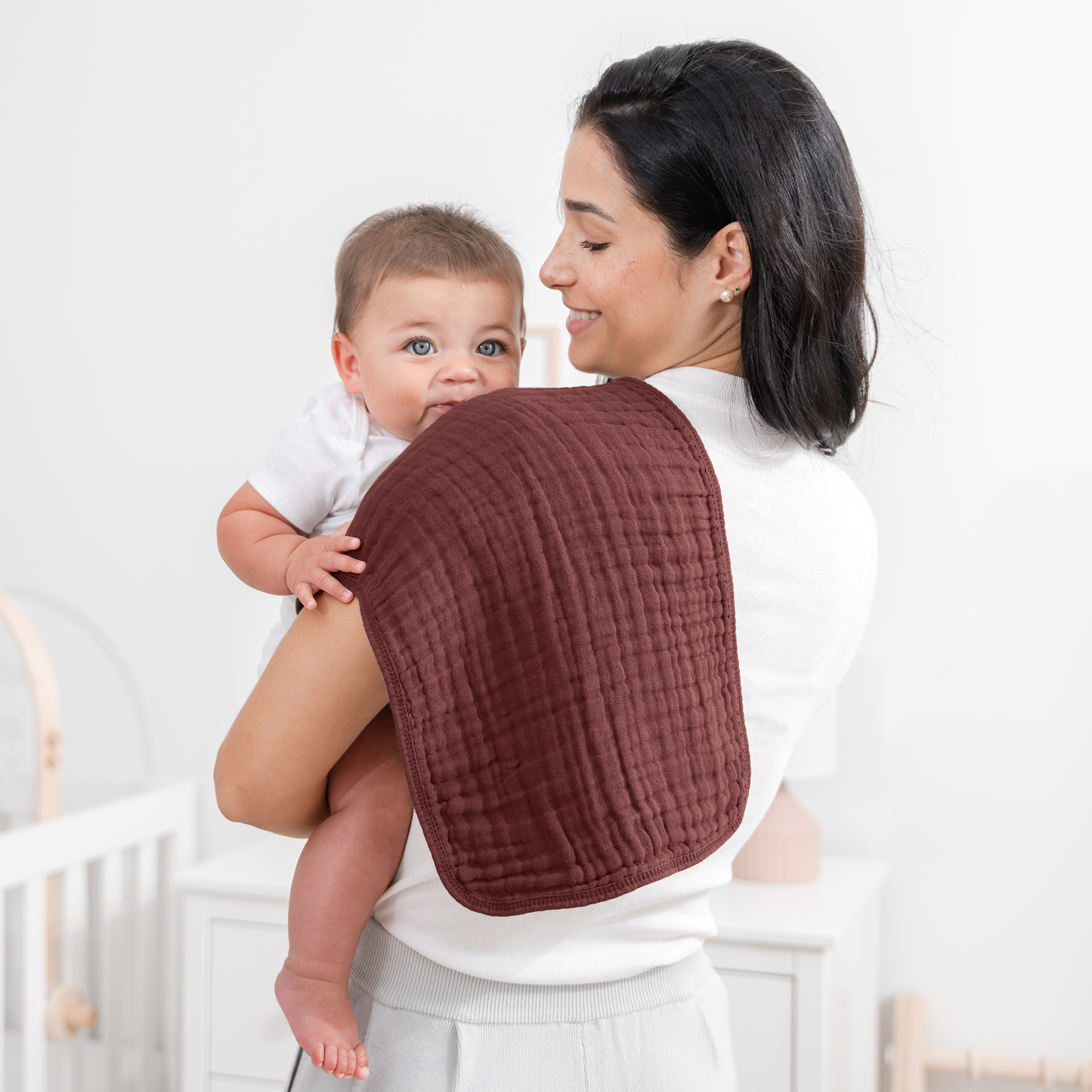 Muslin Burp Cloths in Wine