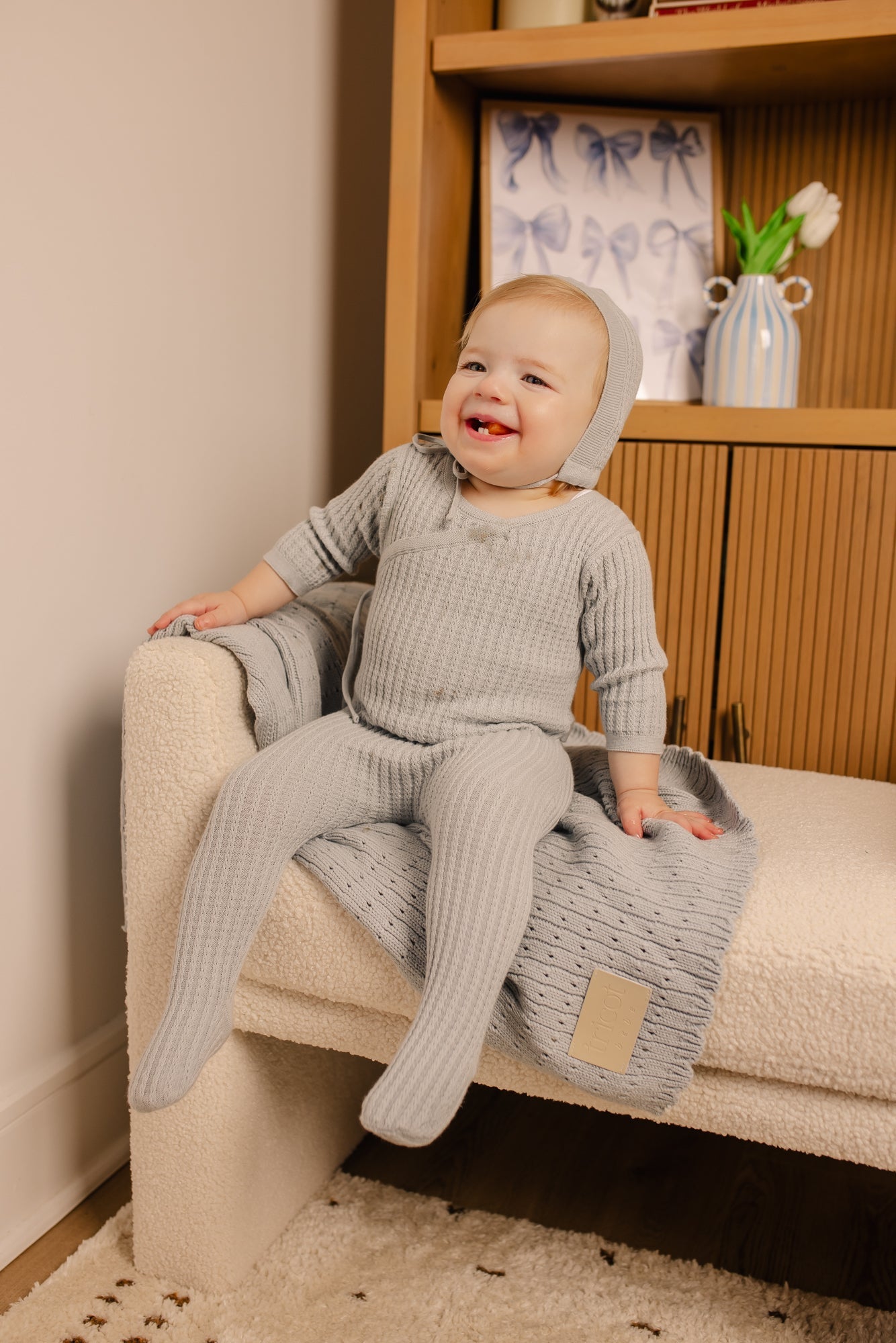 Ribbed Knit Footie & Hat