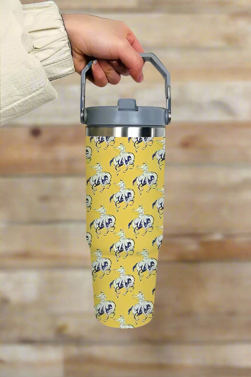 SC - 30 oz Yellow Retro Western Print Tumbler