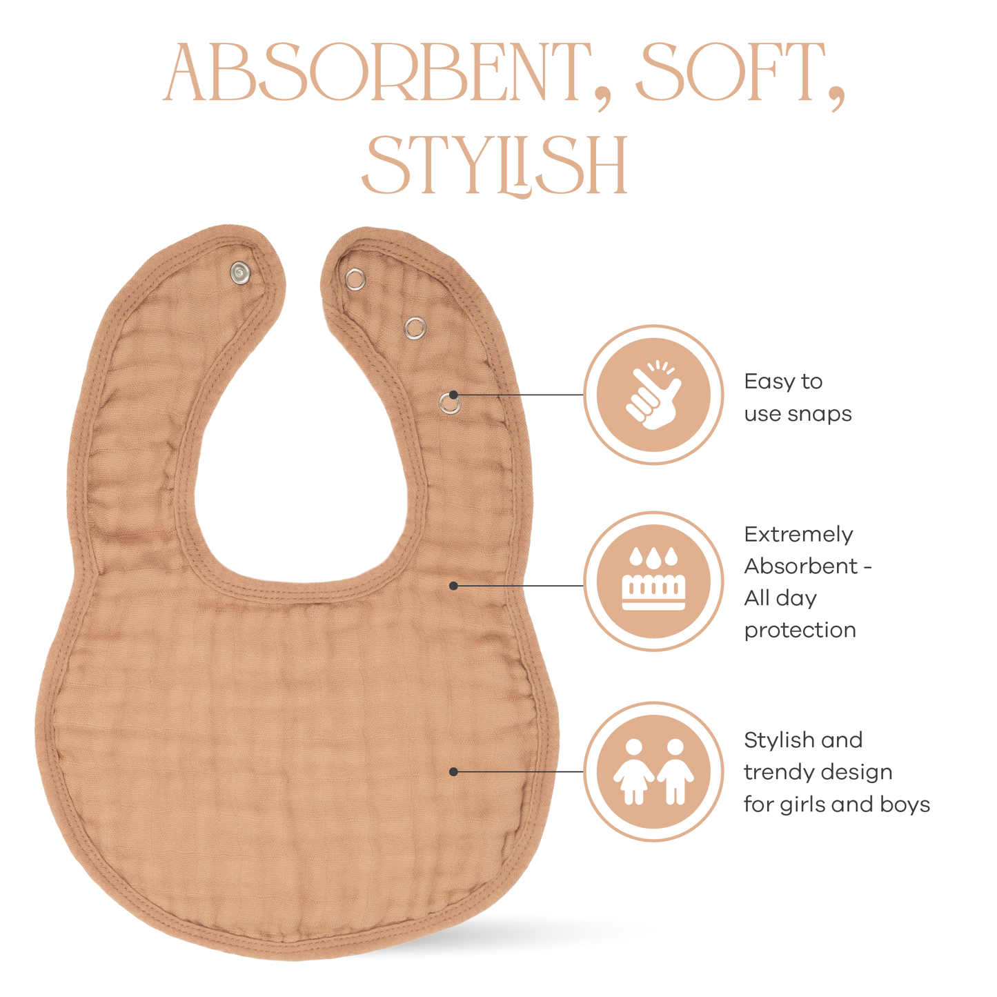 Muslin Bibs in Caramel