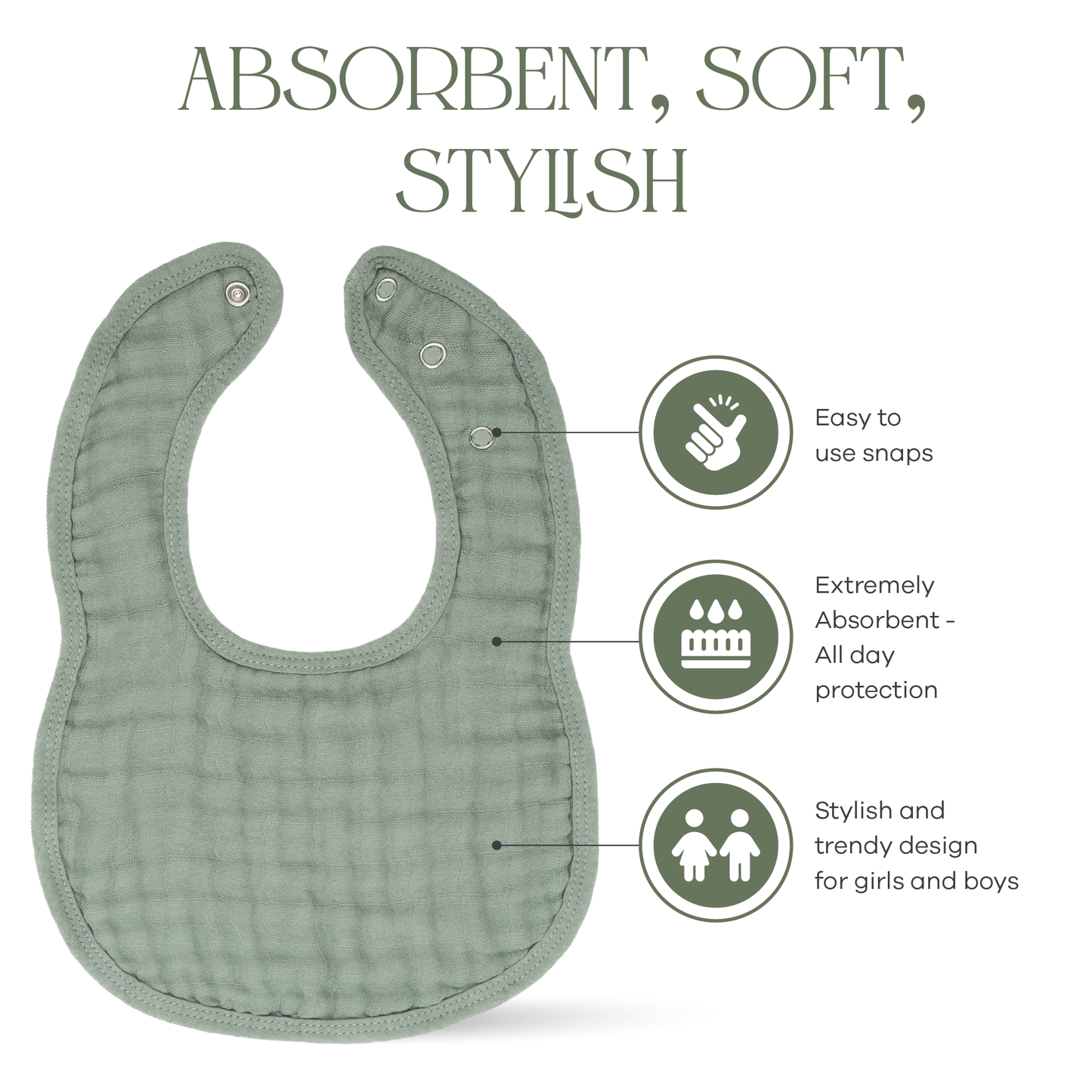 Muslin Bibs in Fern