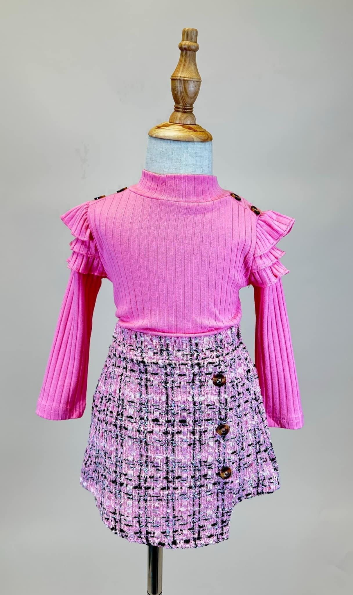 Pretty in Pink Tweed Skirt Set – Girls Dressy Outfit