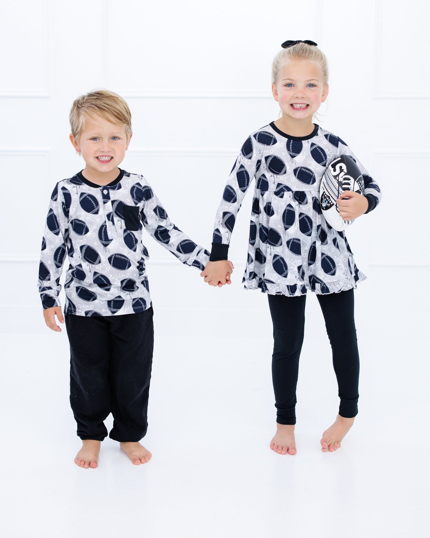 Graffiti Football Peplum Set : SILVER AND BLACK