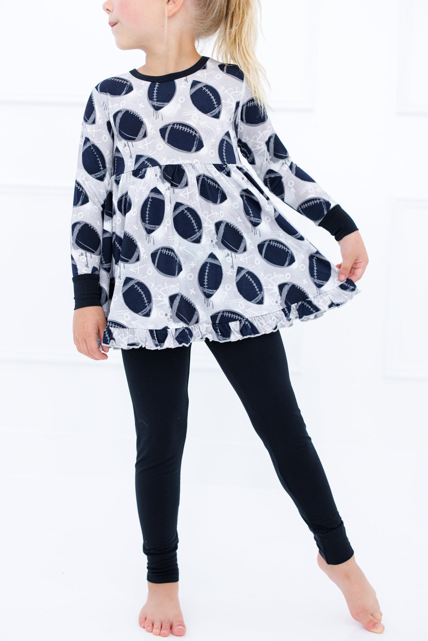 Graffiti Football Peplum Set : SILVER AND BLACK