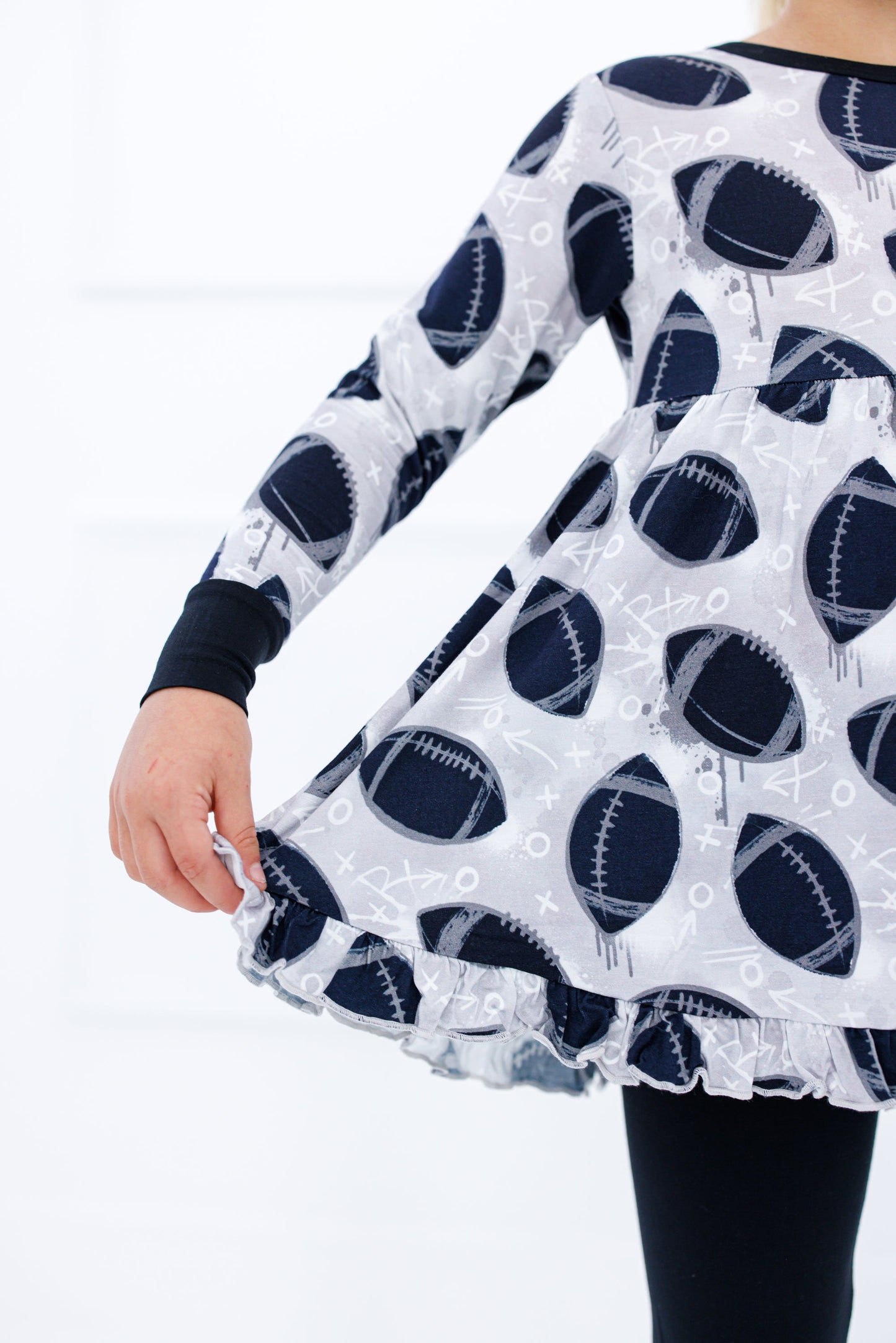 Graffiti Football Peplum Set : SILVER AND BLACK