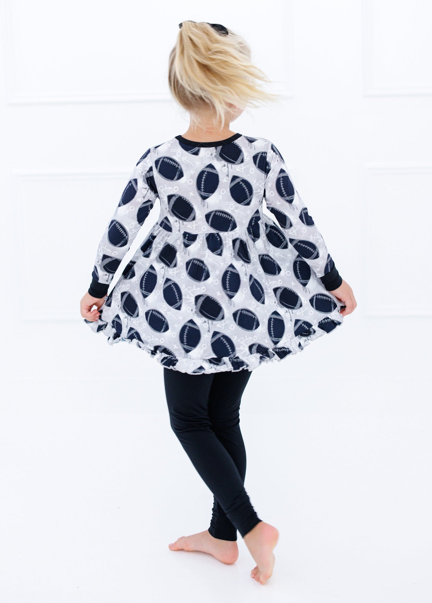 Graffiti Football Peplum Set : SILVER AND BLACK