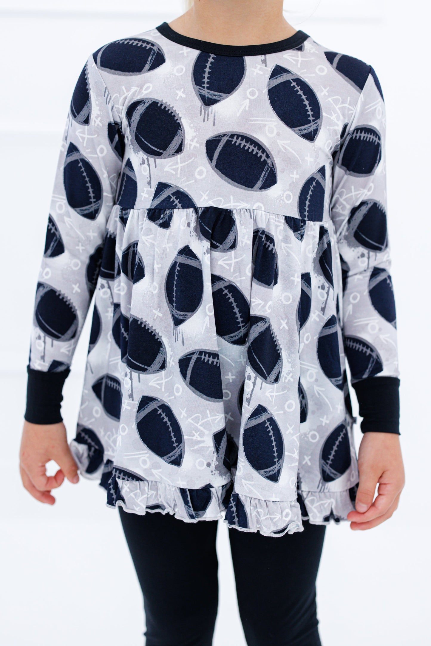 Graffiti Football Peplum Set : SILVER AND BLACK