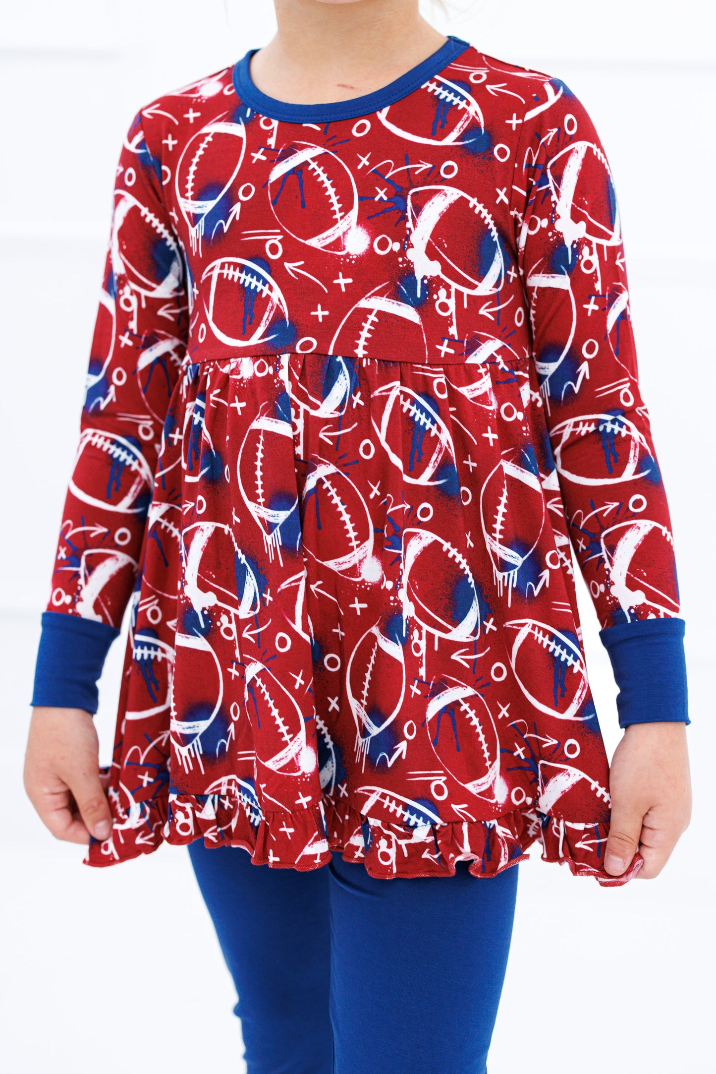Graffiti Football Peplum Set : RED AND NAVY
