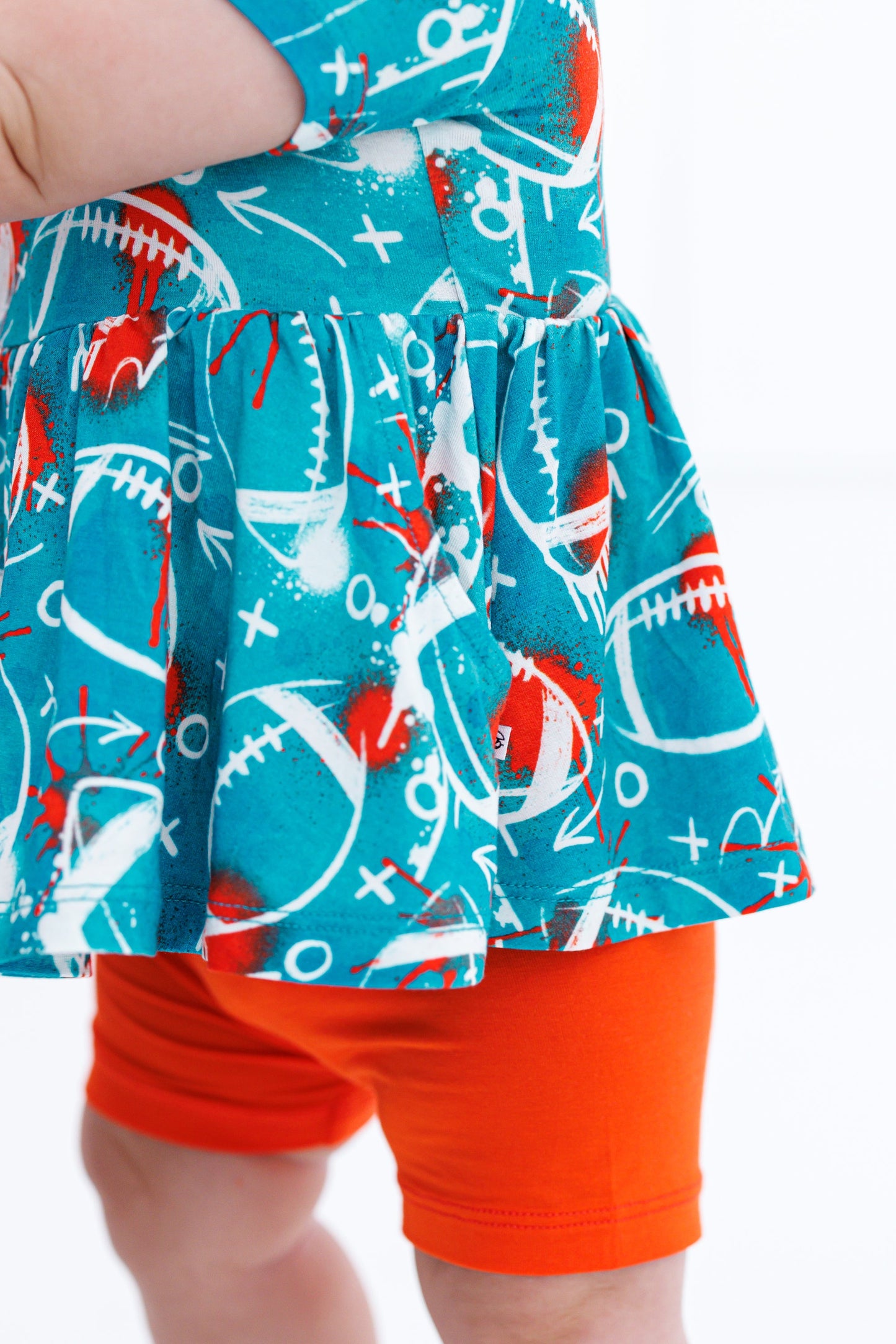 Graffiti Football Peplum Set : AQUA AND ORANGE