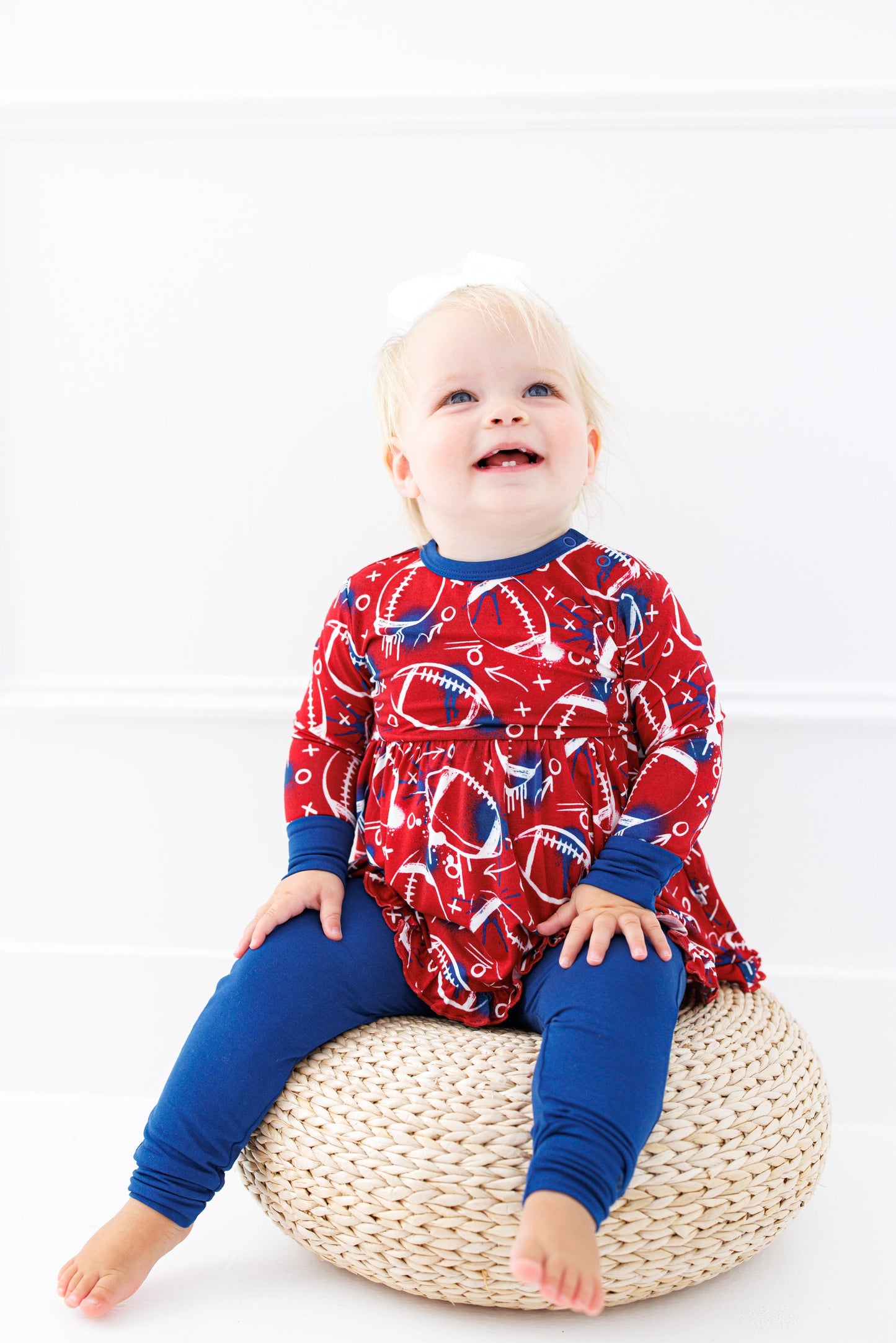 Graffiti Football Peplum Set : RED AND NAVY