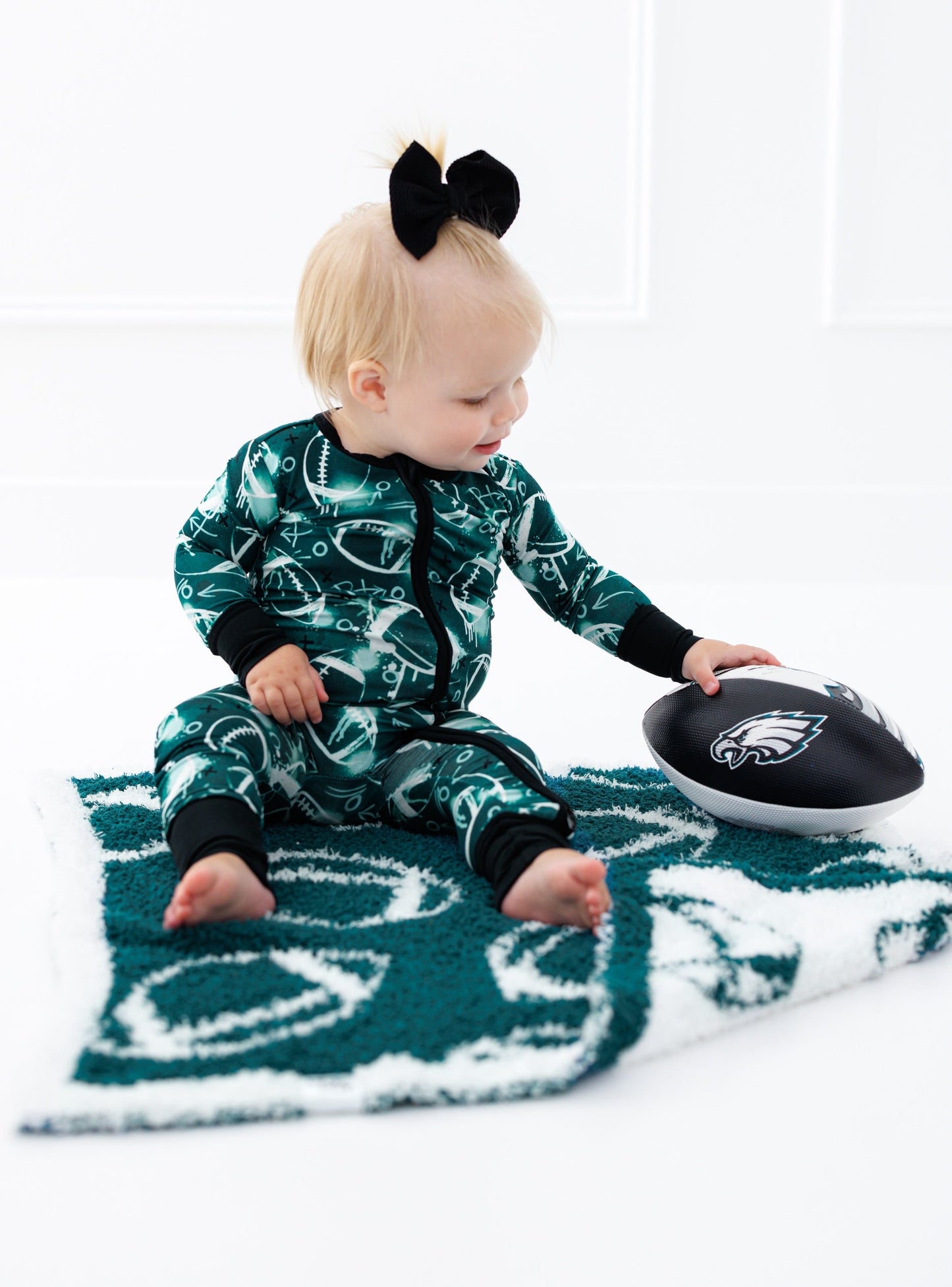 Graffiti Football Convertible Romper : GREEN AND WHITE/SILVER