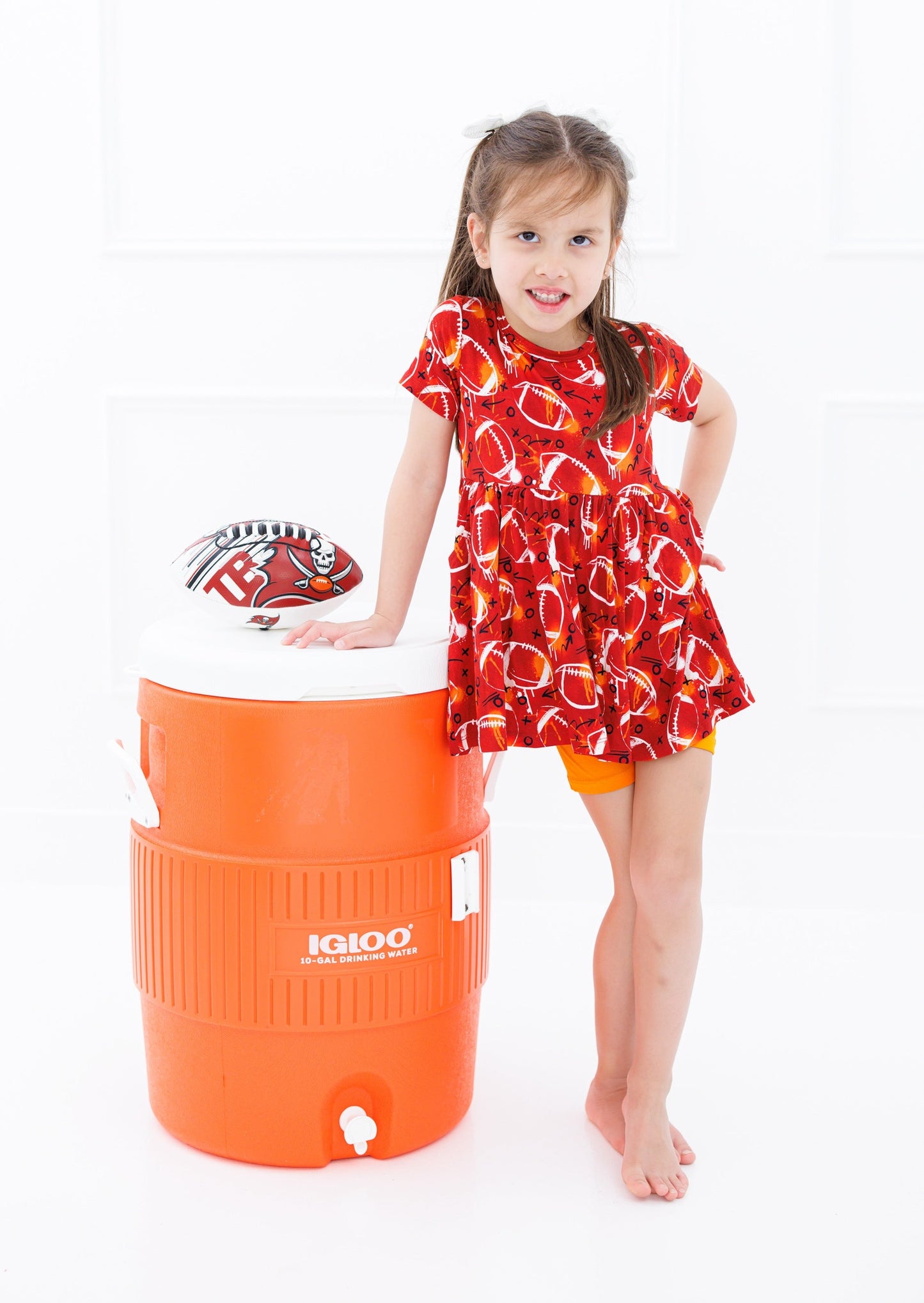 Graffiti Football Peplum Set : RED AND ORANGE
