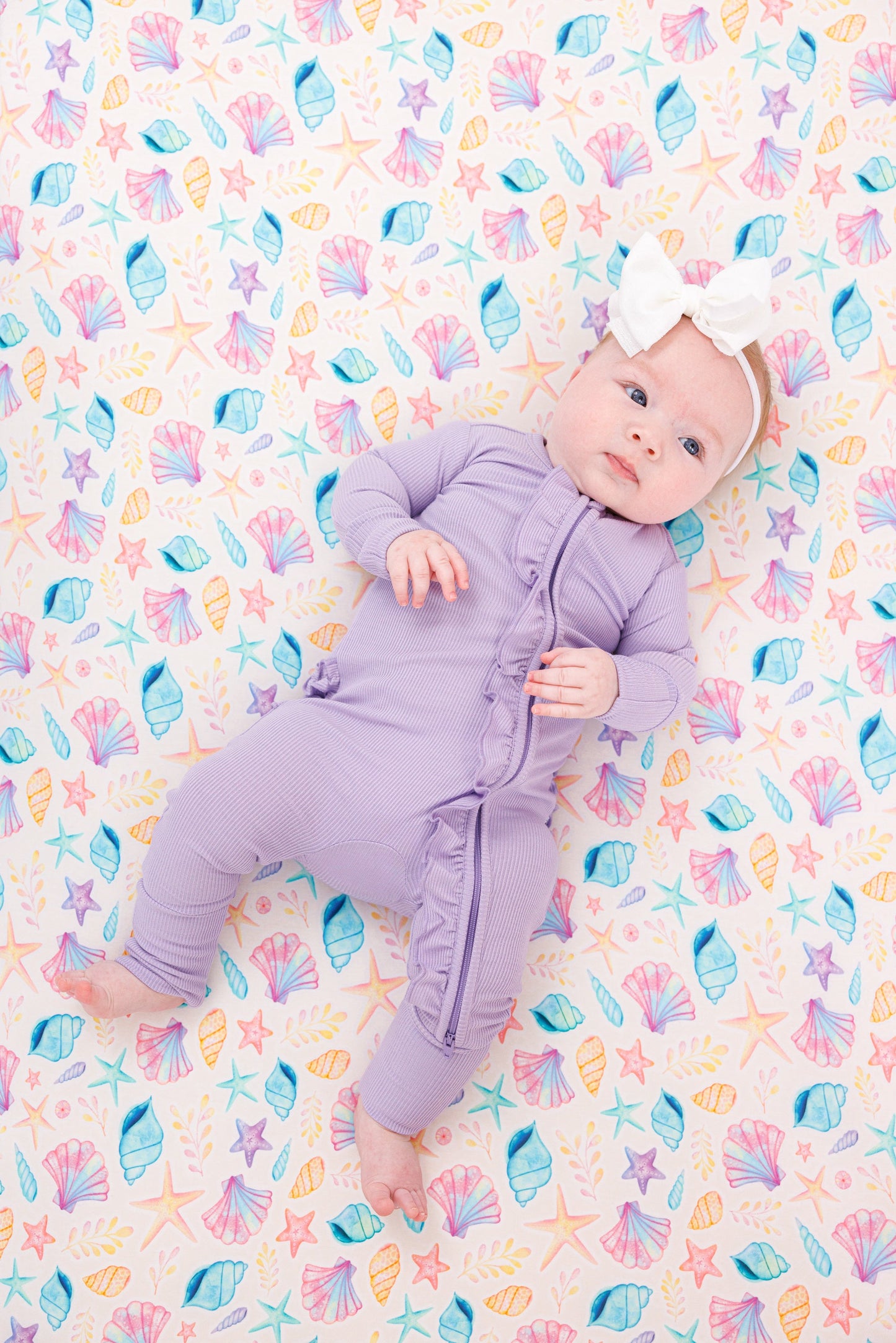 Lavender Ribbed Ruffle Convertible Romper