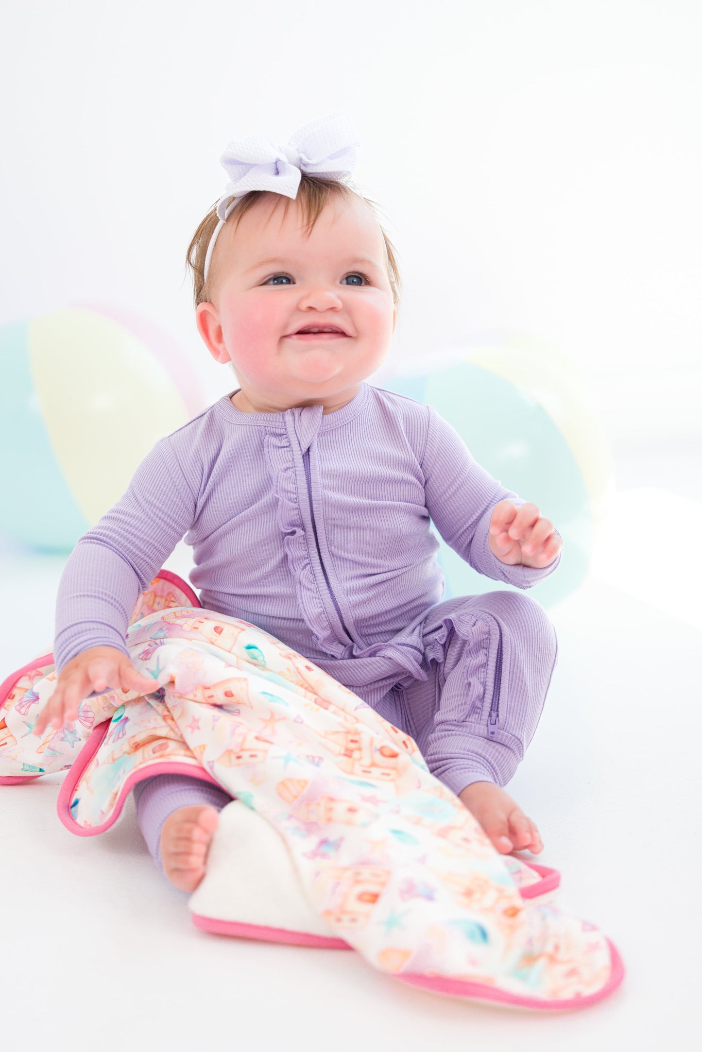 Lavender Ribbed Ruffle Convertible Romper