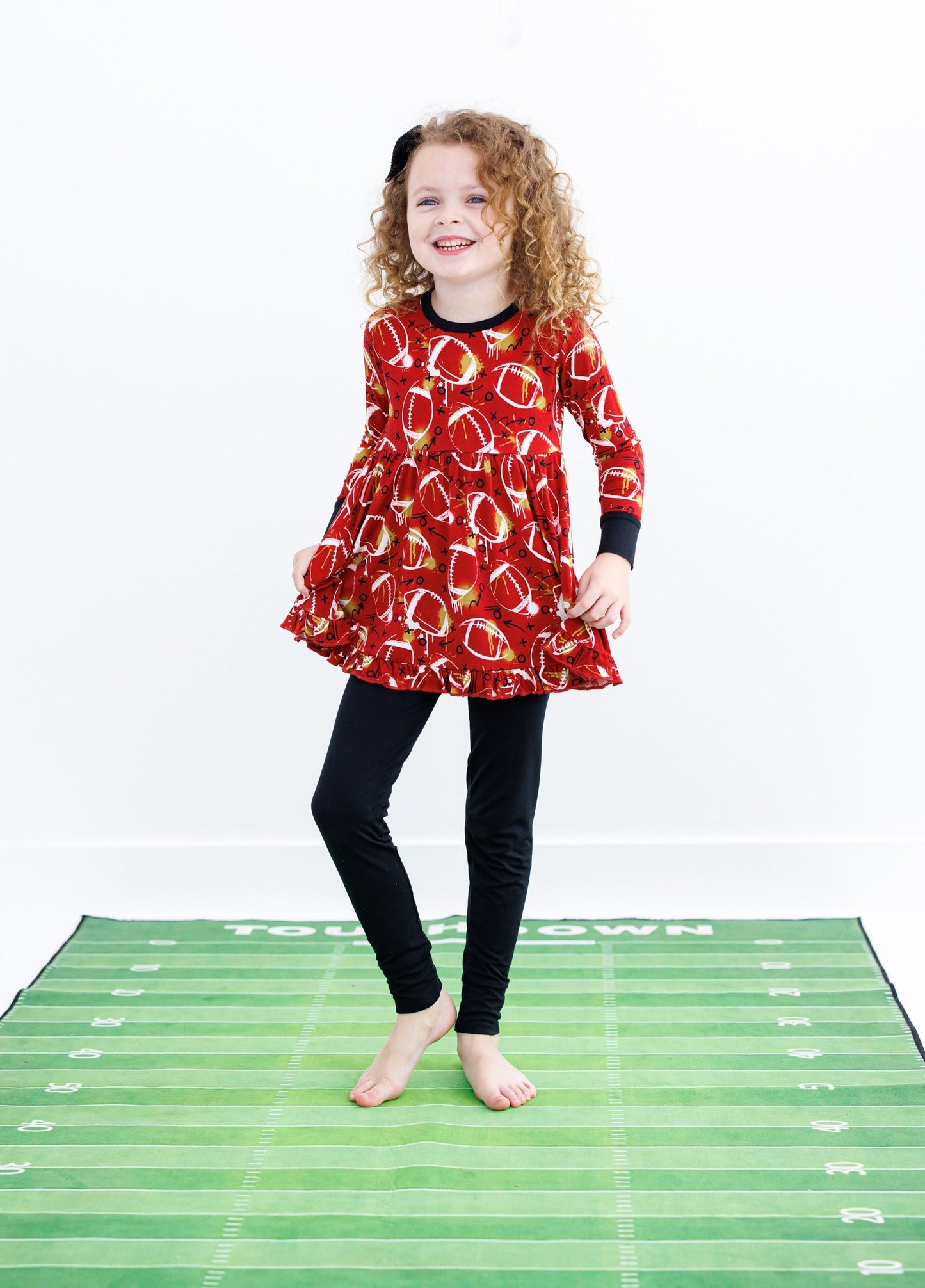 Graffiti Football Peplum Set : RED AND GOLD