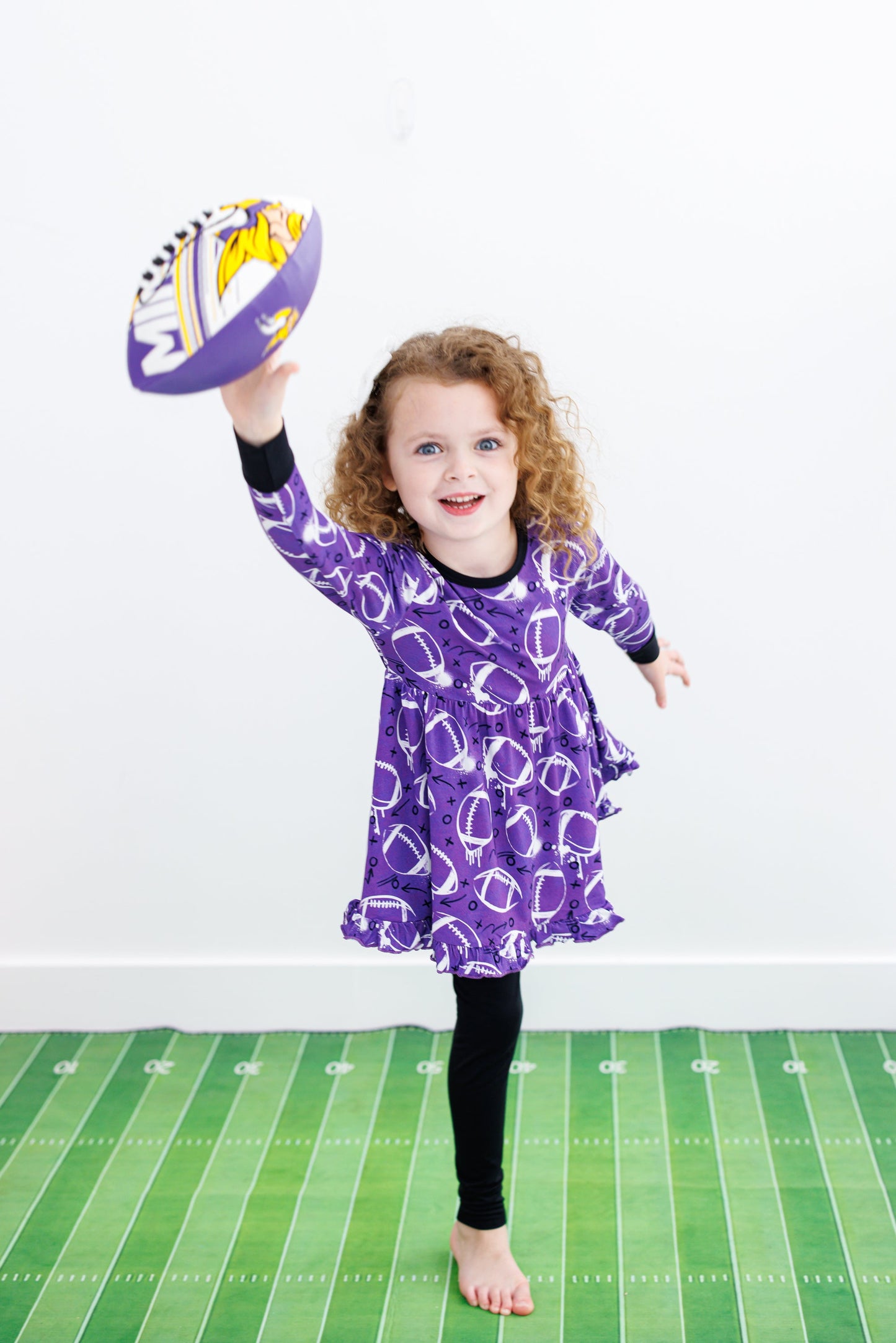 Graffiti Football Peplum Set : PURPLE AND WHITE