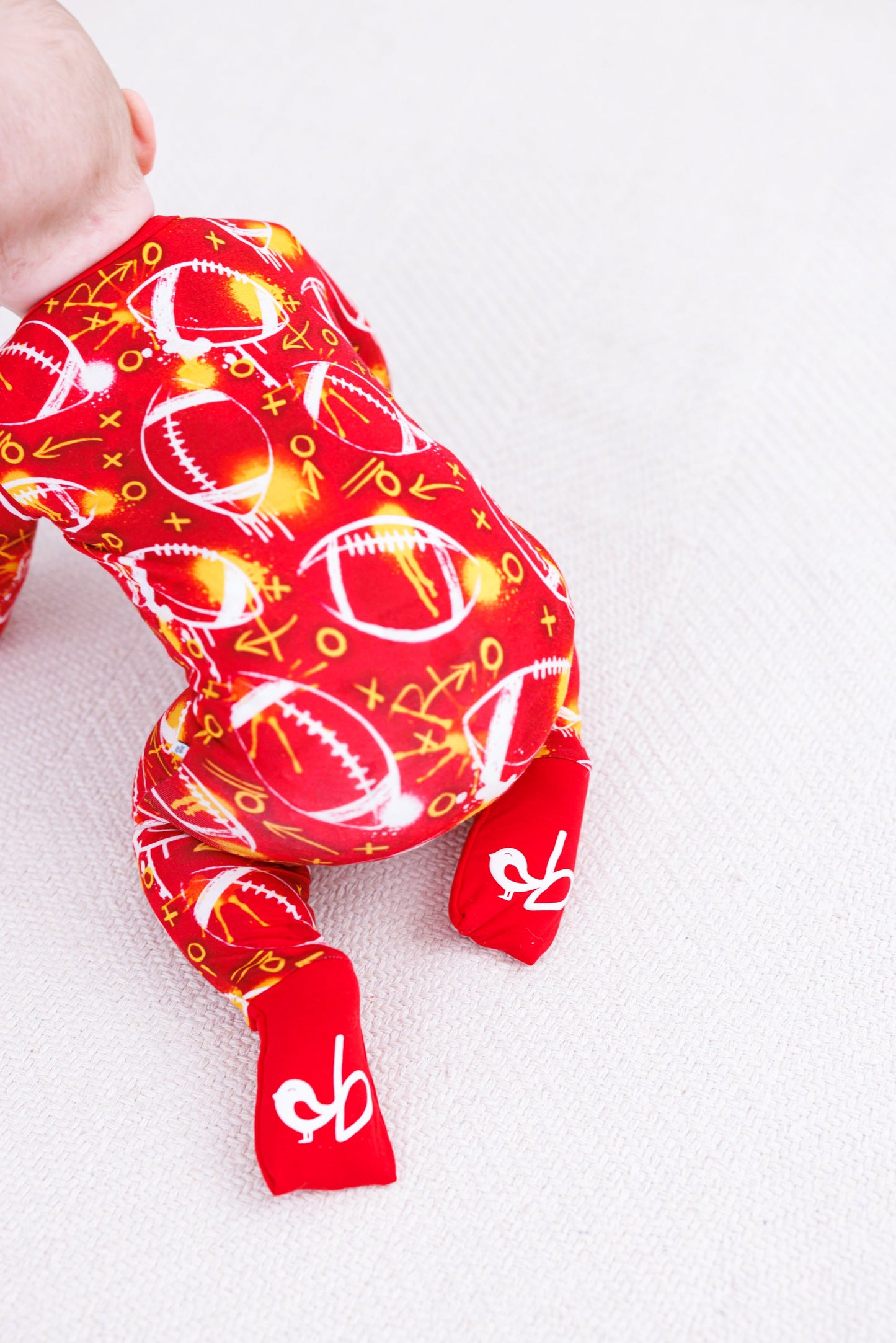 Graffiti Football Convertible Romper : RED AND YELLOW/GOLD