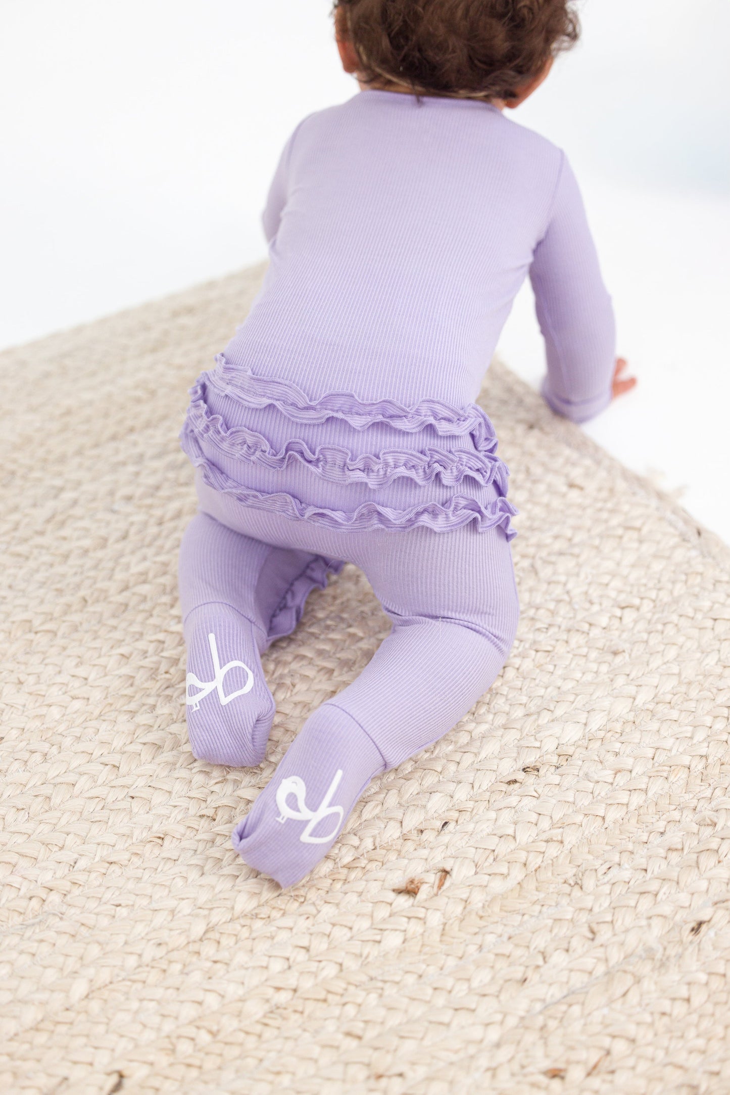 Lavender Ribbed Ruffle Convertible Romper