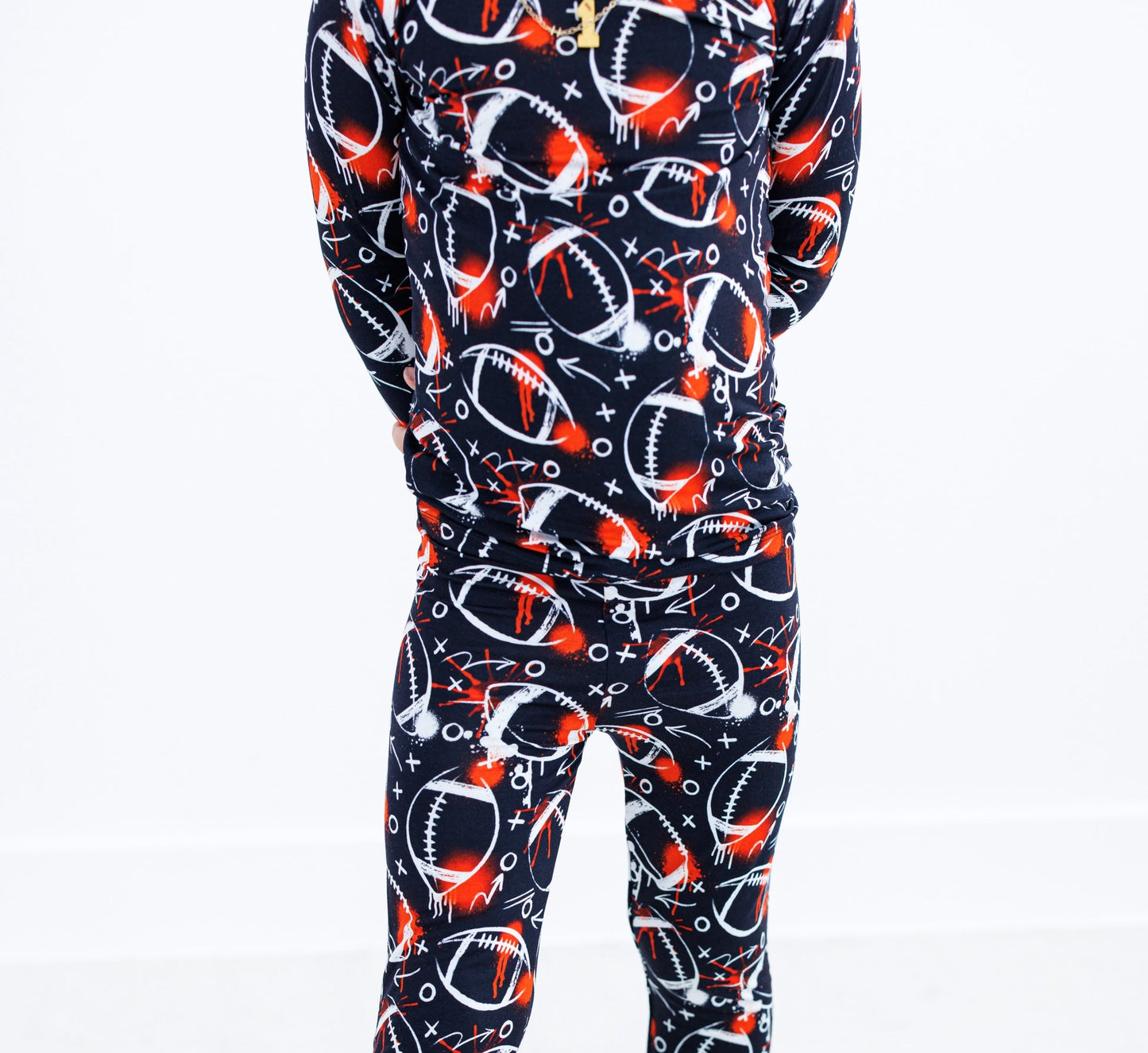 Graffiti Football 2-Piece Pajamas: BLACK AND ORANGE