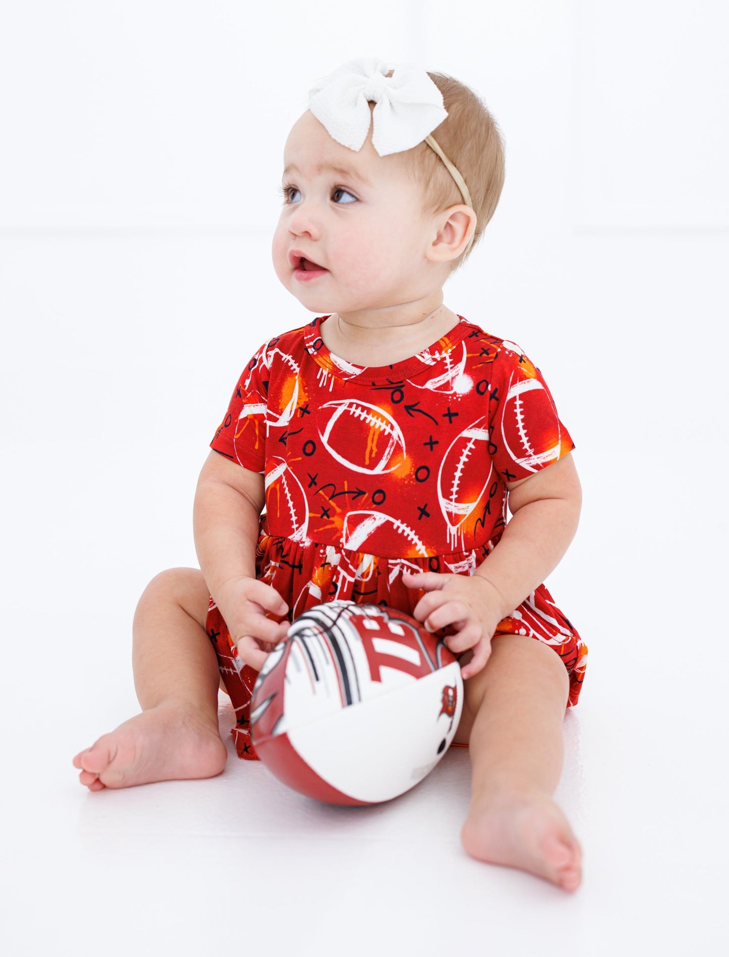 Graffiti Football Peplum Set : RED AND ORANGE