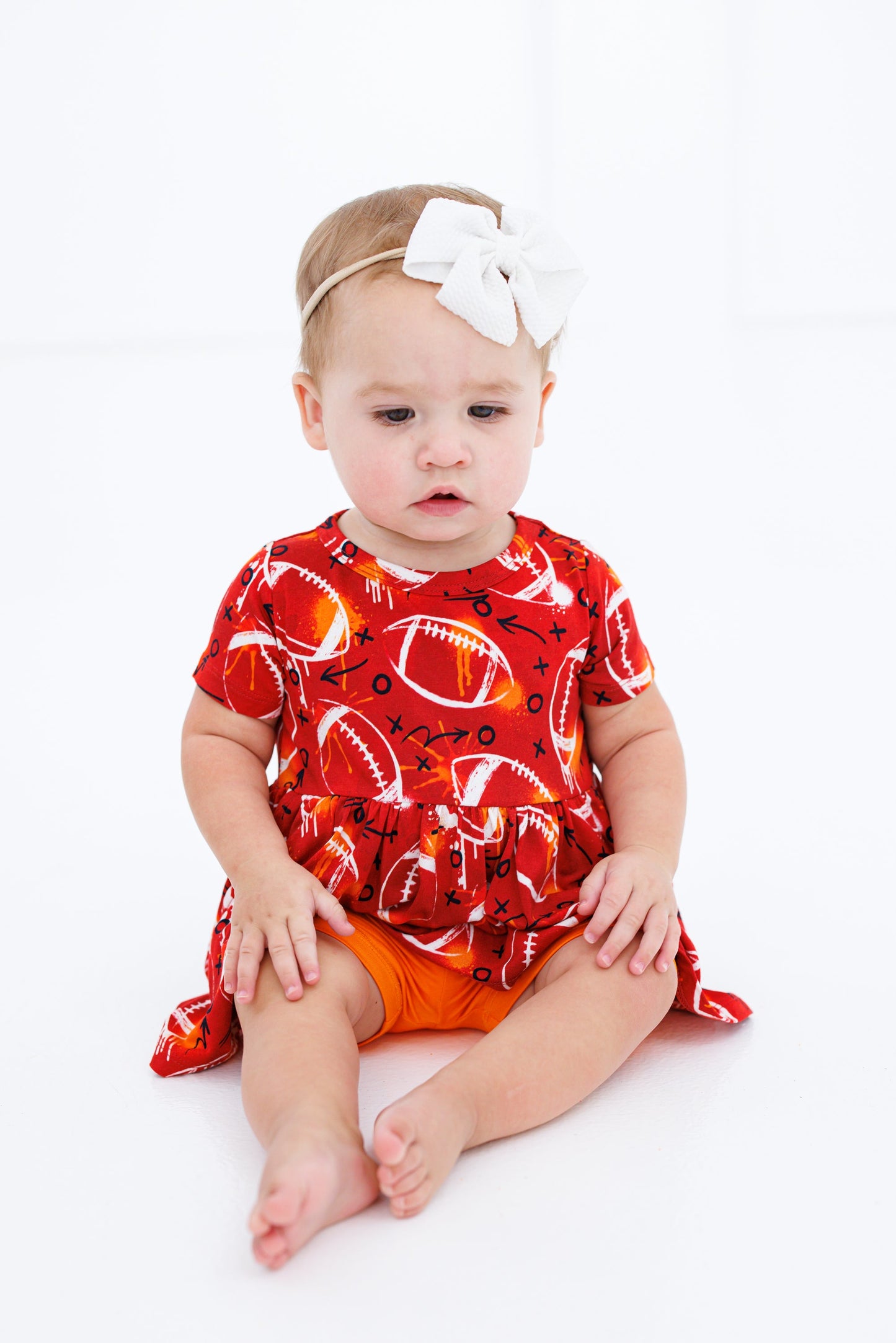 Graffiti Football Peplum Set : RED AND ORANGE