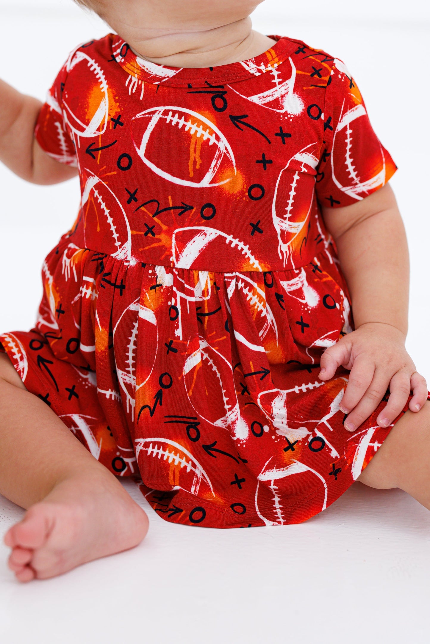 Graffiti Football Peplum Set : RED AND ORANGE
