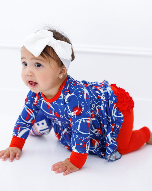 Graffiti Football Peplum Set : BLUE AND RED