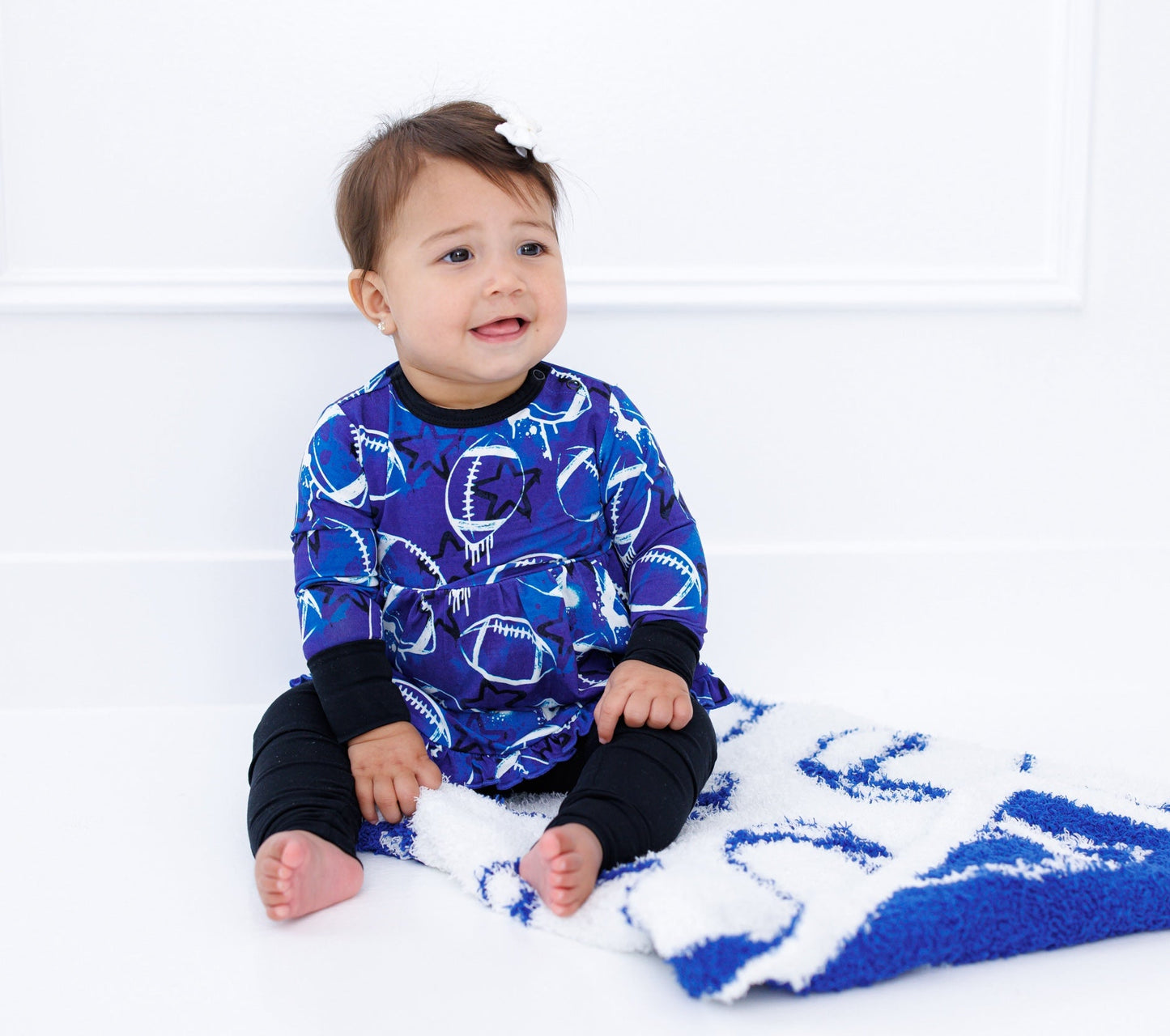 Graffiti Football Peplum Set : BLUE AND WHITE WITH STARS