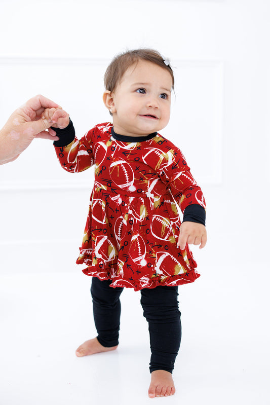 Graffiti Football Peplum Set : RED AND GOLD