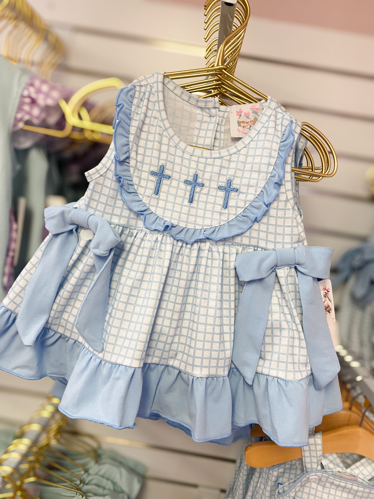 Cross Embroidery Girl Short Set