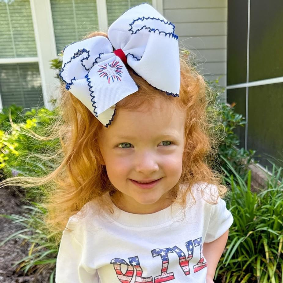 FIREWORKS White Grosgrain Bow