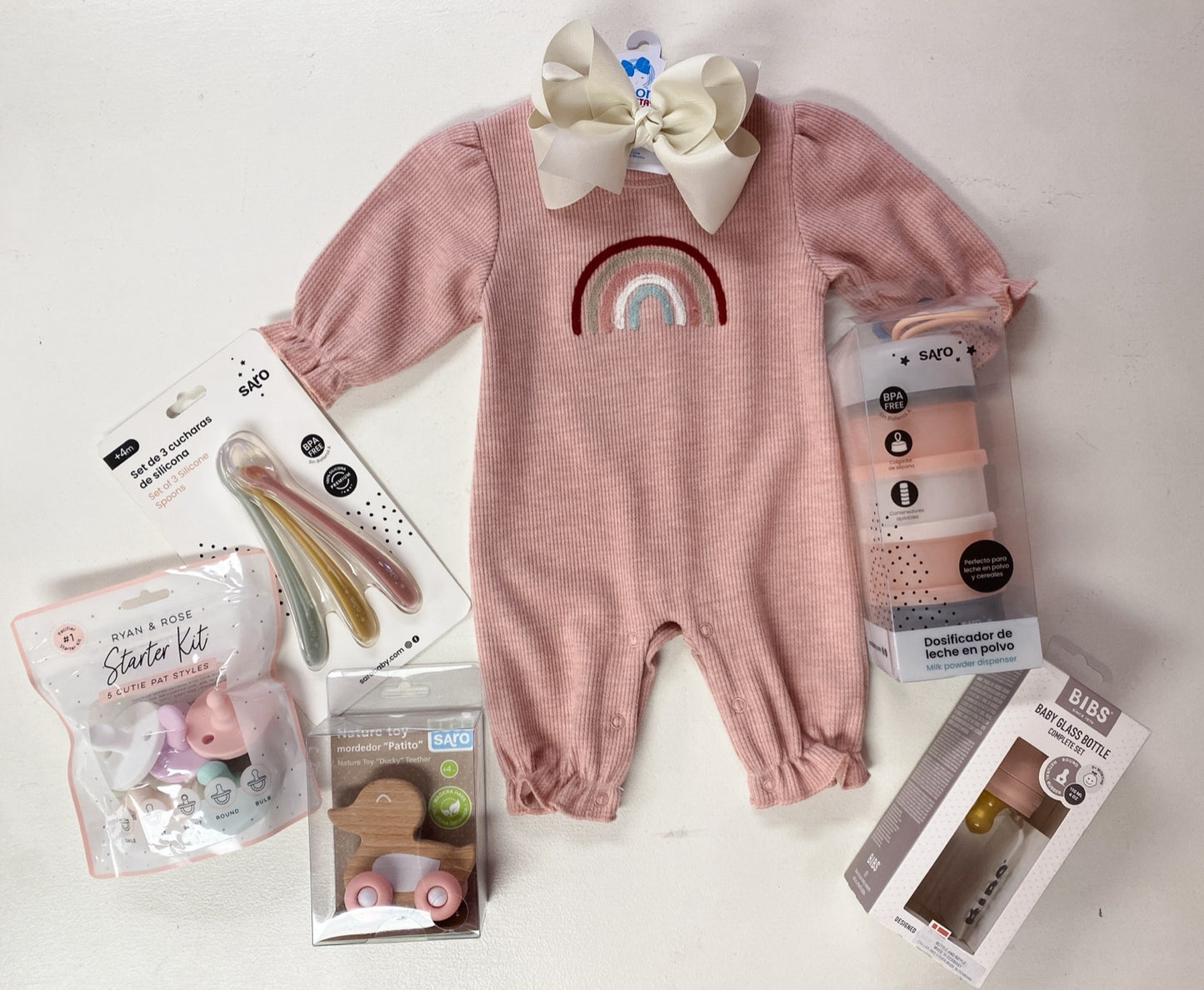 Neutral Rainbow Girls Romper